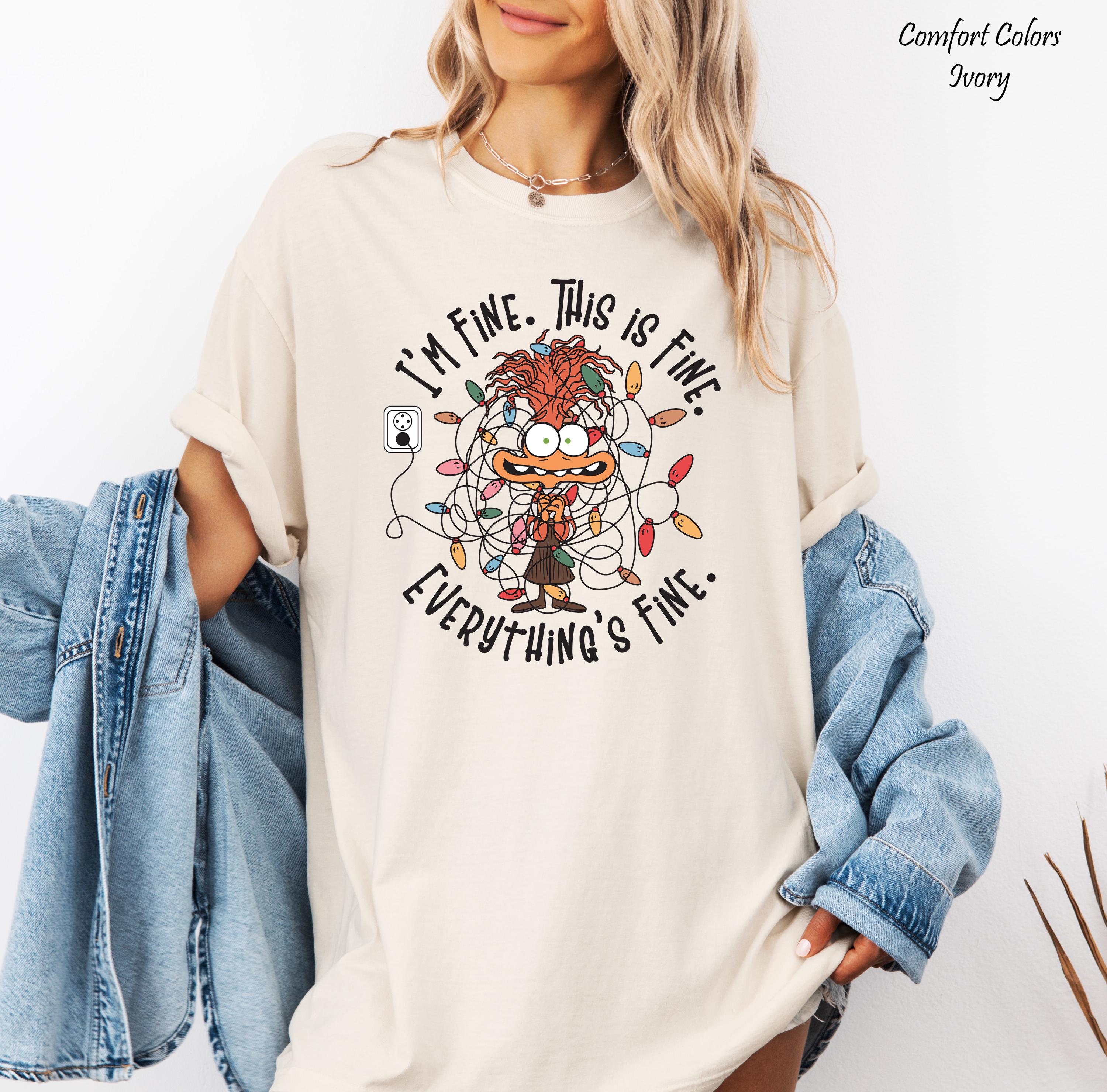 Disney Anxiety Christmas Shirt, I’m Fine Everything is Fine Shirt,Inside Out 2 Christmas Shirt, Inside Out Characters Shirt, Family Xmas Tee