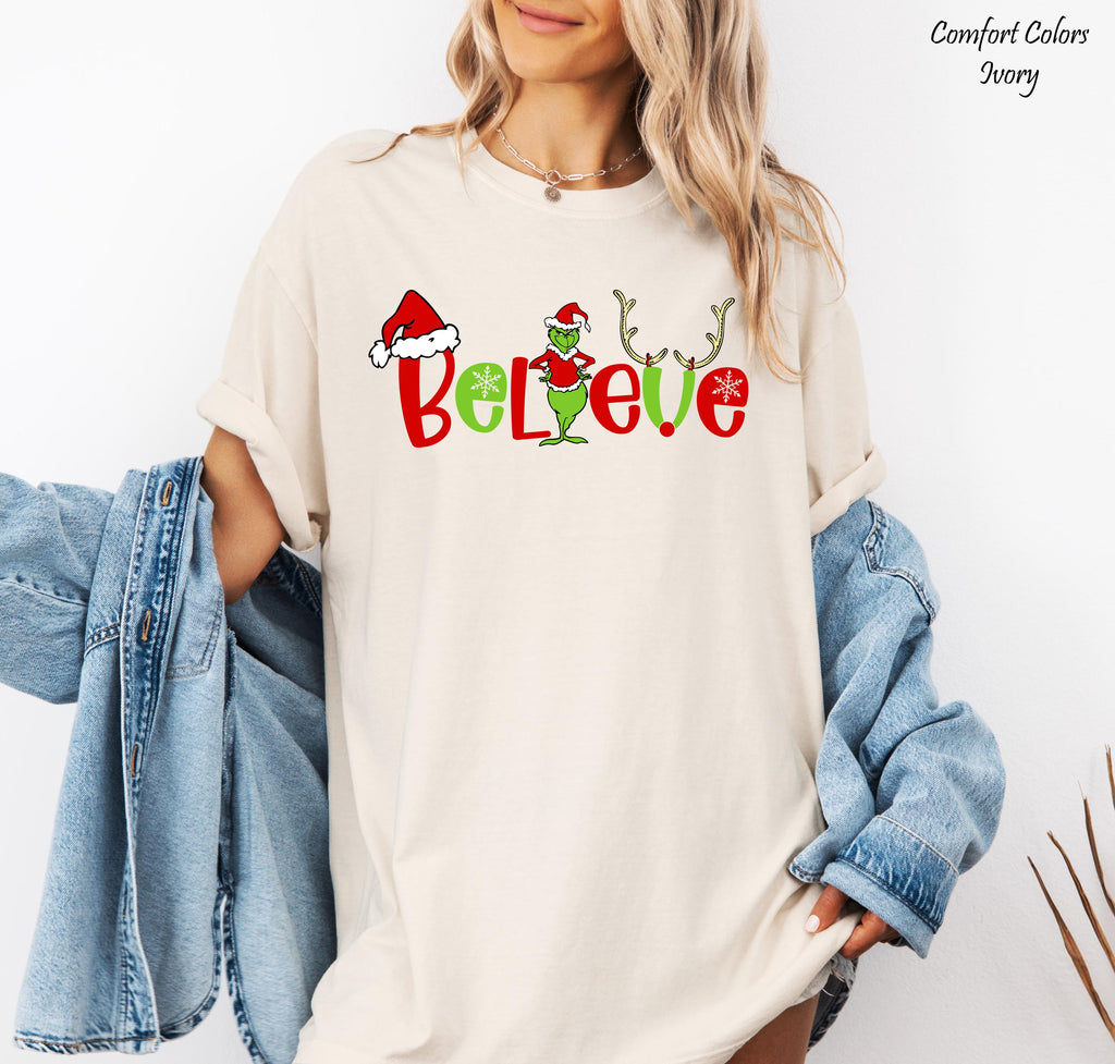 Believe Crinchmas Shirt, Grinch Christmas Shirt, Christmas Funny Grinch Shirt, Christmas Graphic Tee,Retro Xmas Grinch Tee,Funny Grinch Gift