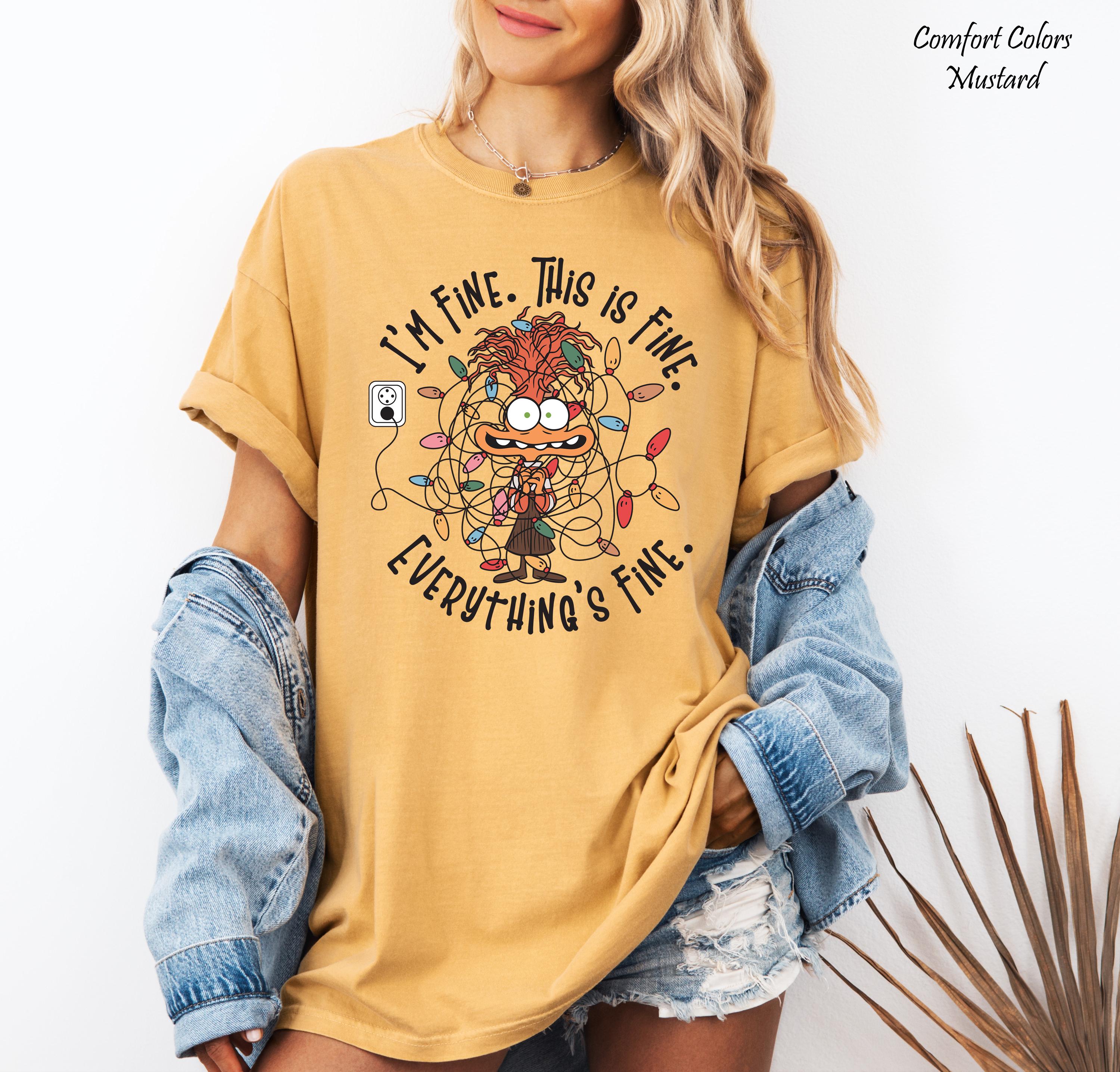 Disney Anxiety Christmas Shirt, I’m Fine Everything is Fine Shirt,Inside Out 2 Christmas Shirt, Inside Out Characters Shirt, Family Xmas Tee