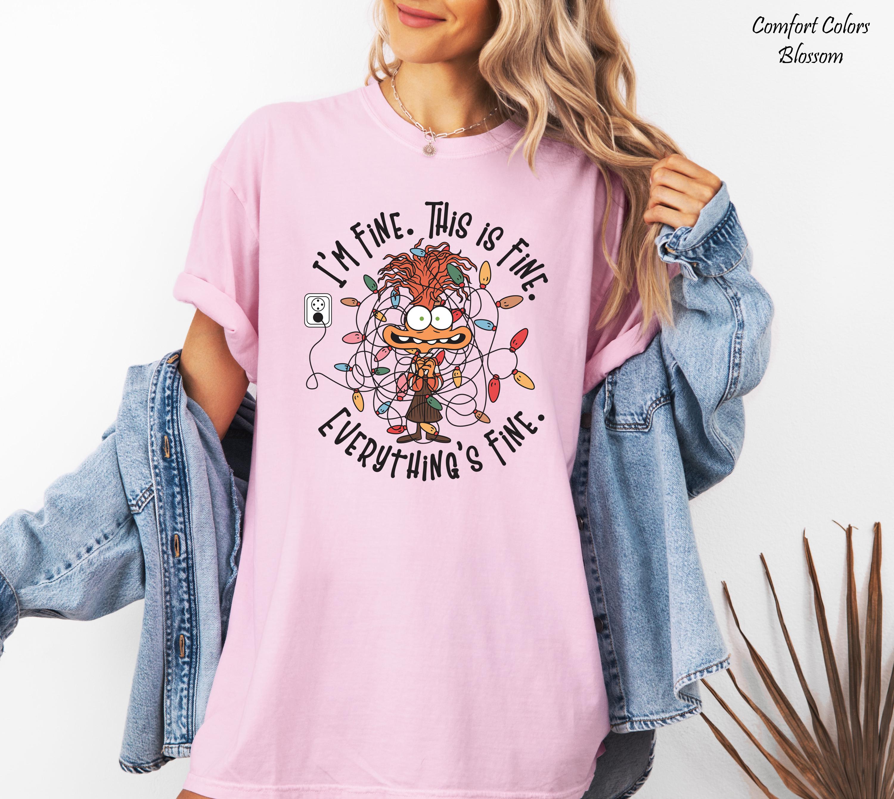 Disney Anxiety Christmas Shirt, I’m Fine Everything is Fine Shirt,Inside Out 2 Christmas Shirt, Inside Out Characters Shirt, Family Xmas Tee