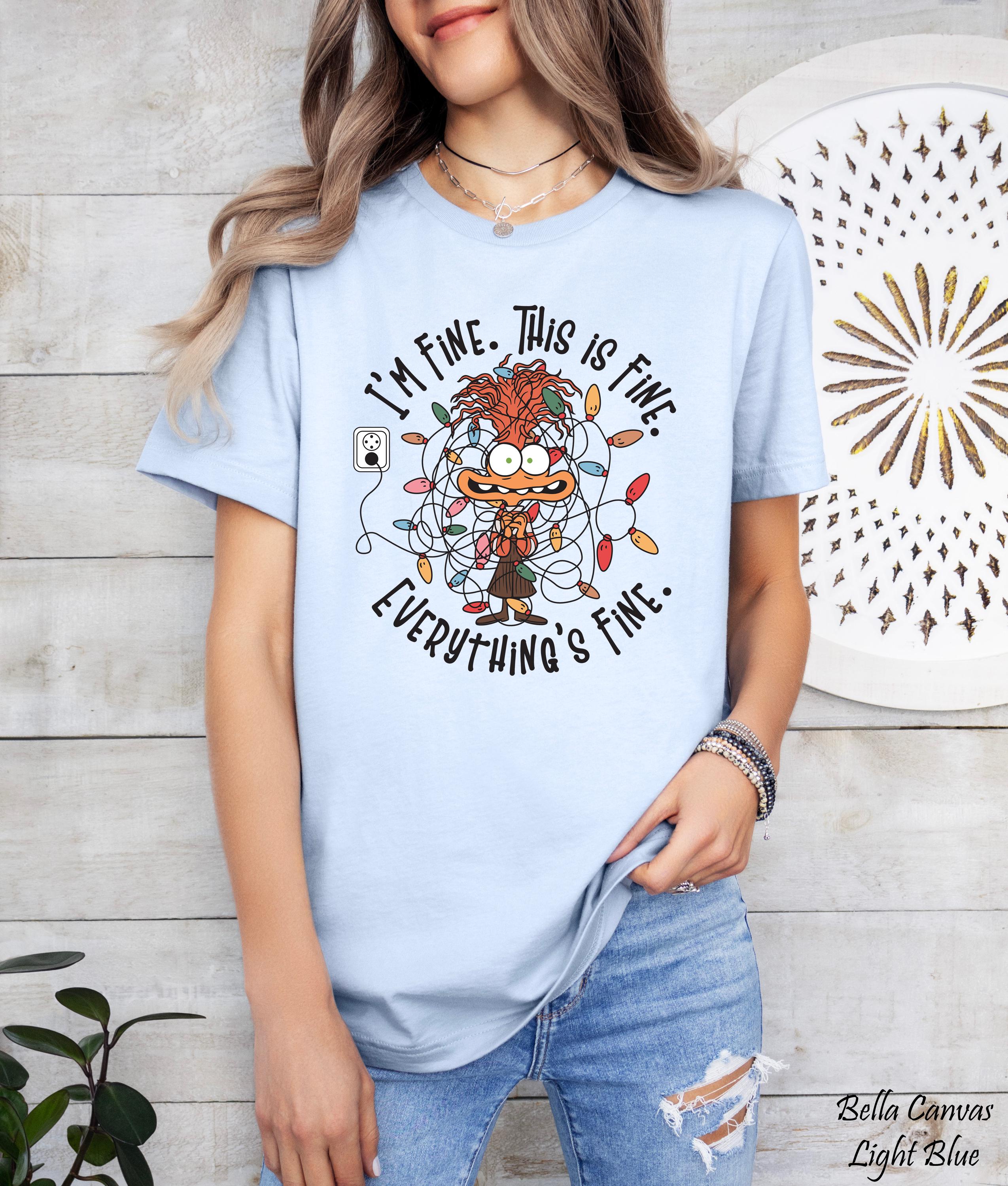Disney Anxiety Christmas Shirt, I’m Fine Everything is Fine Shirt,Inside Out 2 Christmas Shirt, Inside Out Characters Shirt, Family Xmas Tee