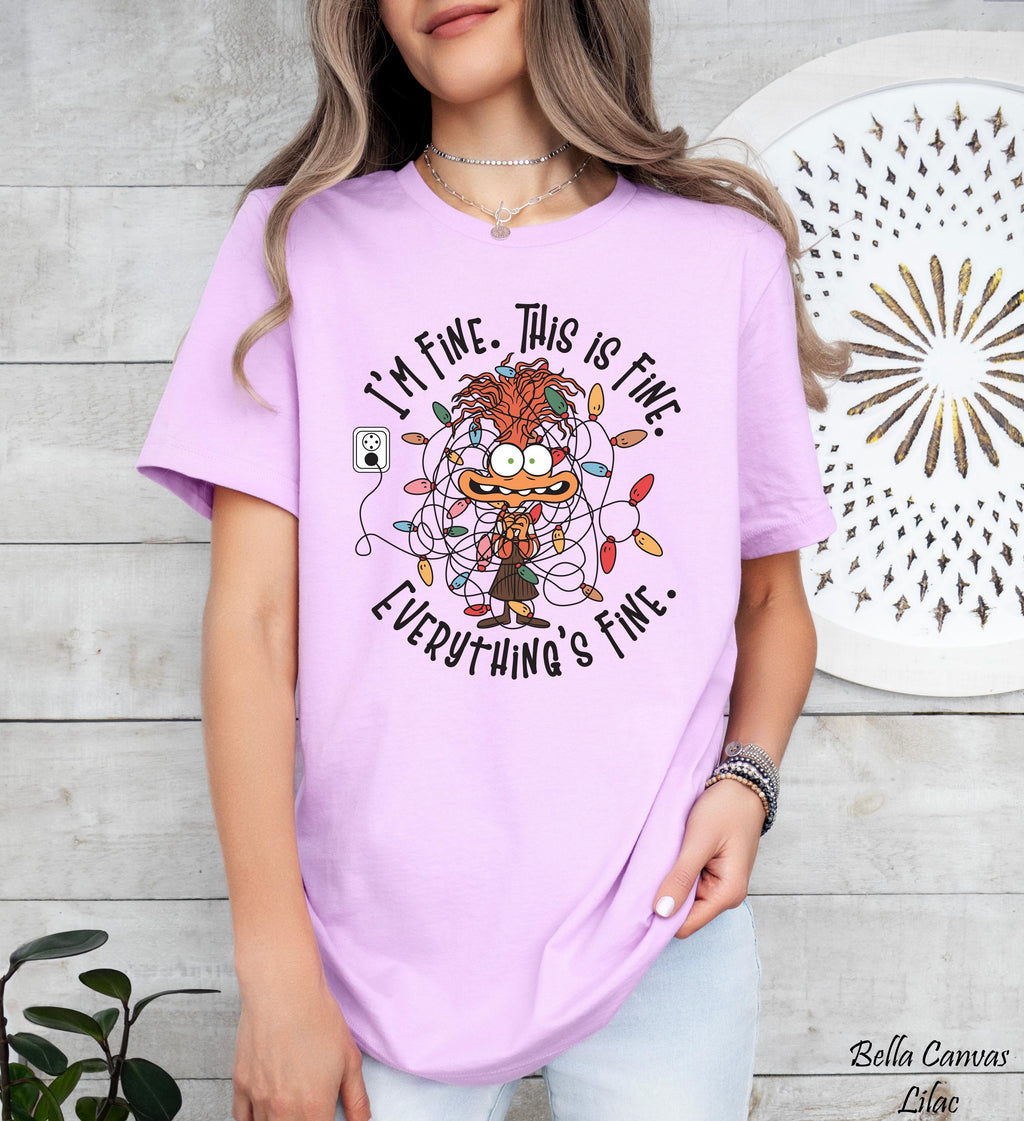 Disney Anxiety Christmas Shirt, I’m Fine Everything is Fine Shirt,Inside Out 2 Christmas Shirt, Inside Out Characters Shirt, Family Xmas Tee