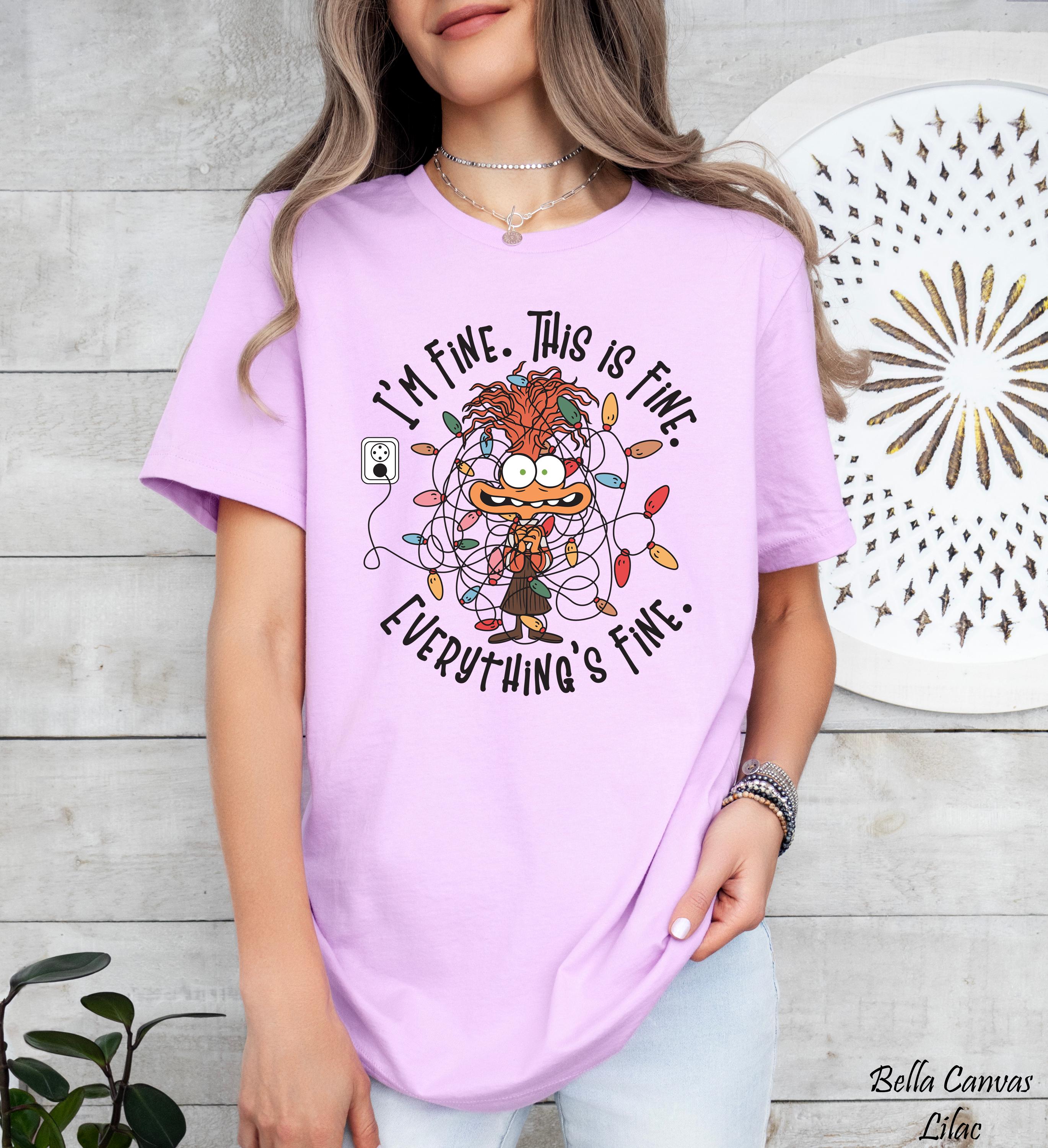 Disney Anxiety Christmas Shirt, I’m Fine Everything is Fine Shirt,Inside Out 2 Christmas Shirt, Inside Out Characters Shirt, Family Xmas Tee