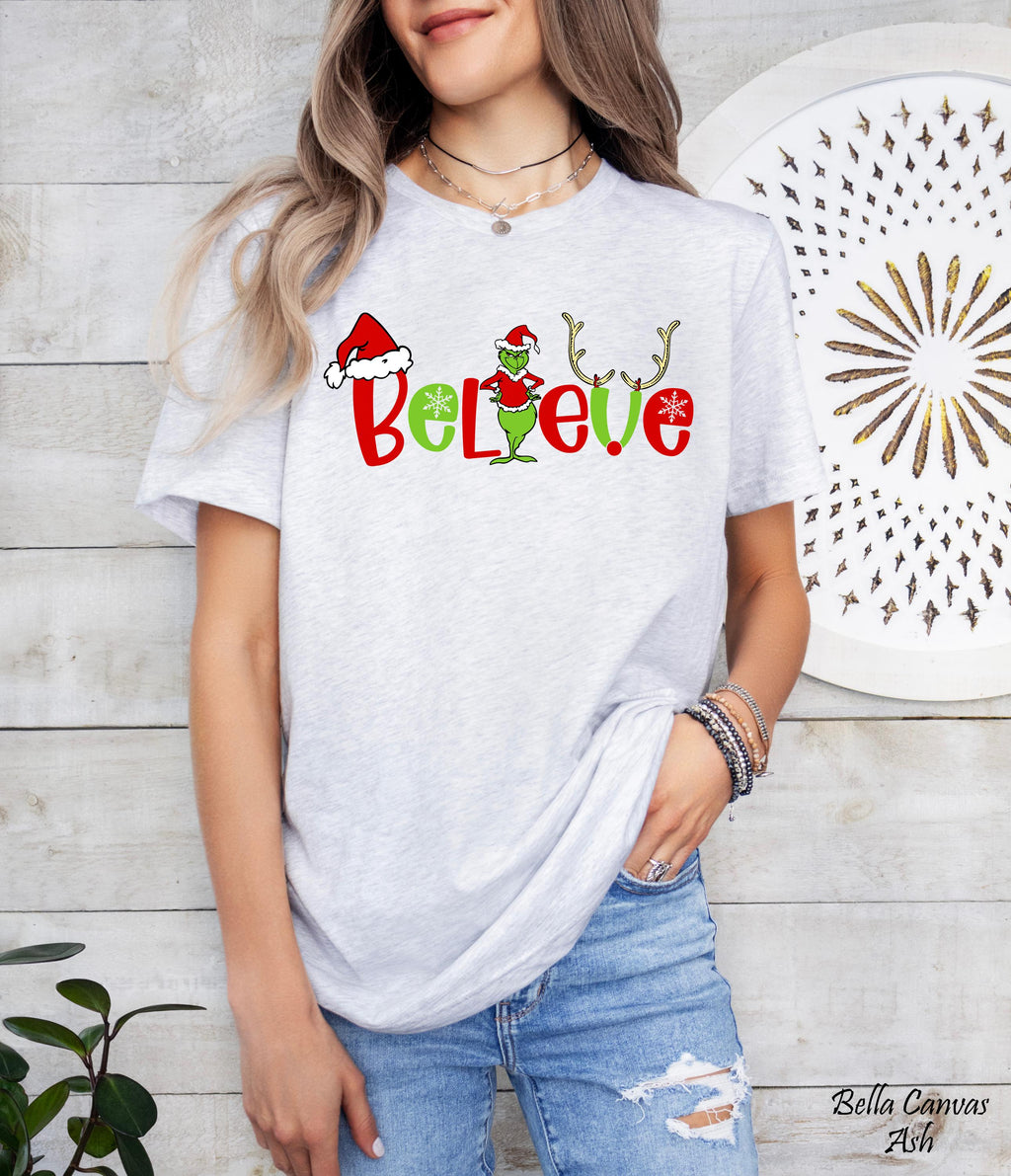 Believe Crinchmas Shirt, Grinch Christmas Shirt, Christmas Funny Grinch Shirt, Christmas Graphic Tee,Retro Xmas Grinch Tee,Funny Grinch Gift