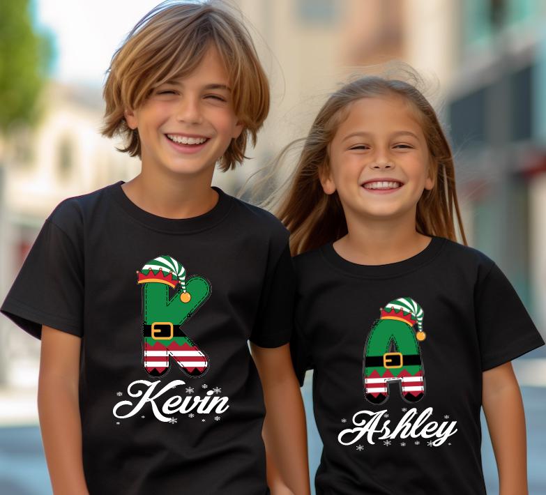 Personalized Doodle Alphabet Xmas Shirt, Custom Christmas Family Shirt with Name, Family Christmas Name Shirt, Funny Christmas 2026 Gift