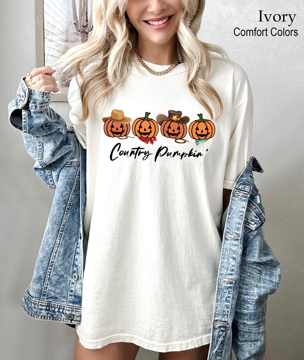 Country Pumpkin Shirt, Cute Pumpkins, Country Halloween Tee, Halloween Graphic Shirt, Fall Spooky Season Tshirt, Cowgirl Halloween Shirt