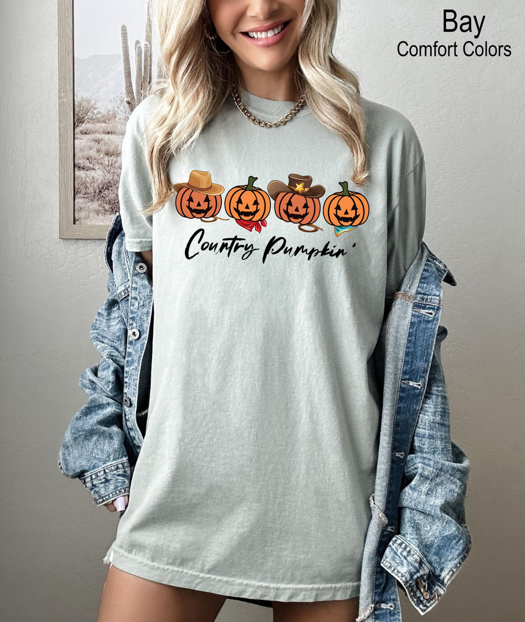 Country Pumpkin Shirt, Cute Pumpkins, Country Halloween Tee, Halloween Graphic Shirt, Fall Spooky Season Tshirt, Cowgirl Halloween Shirt