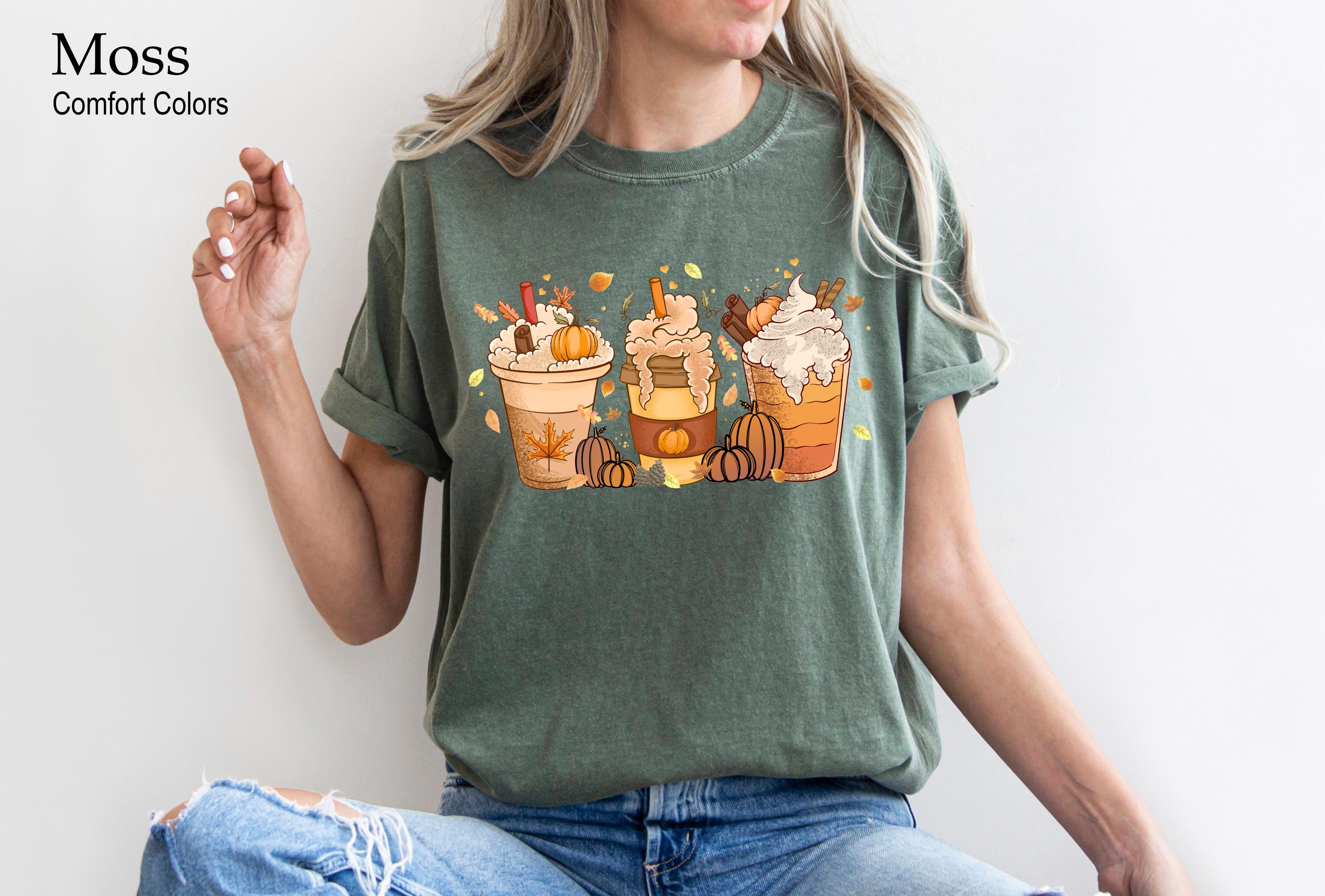 Fall Coffee Halloween Shirt,Autumn Tee, Pumpkin Spice Coffee Latte Tee,  Gift for Fall Coffee Lover, Spooky Season Tee, Thanksgiving Shirt