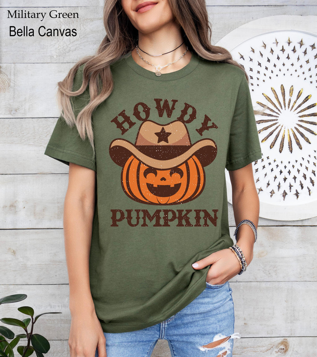Howdy Pumpkin Halloween Shirt, Cute Women's Western Halloween Tee, Fall Pumpkin Season Shirt, Retro Halloween Shirt, Western Fall Shirt