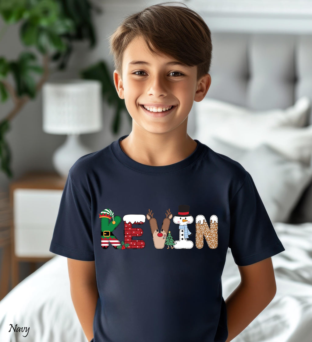 Matching Family Christmas Tee - Custom Name, Soft Cotton