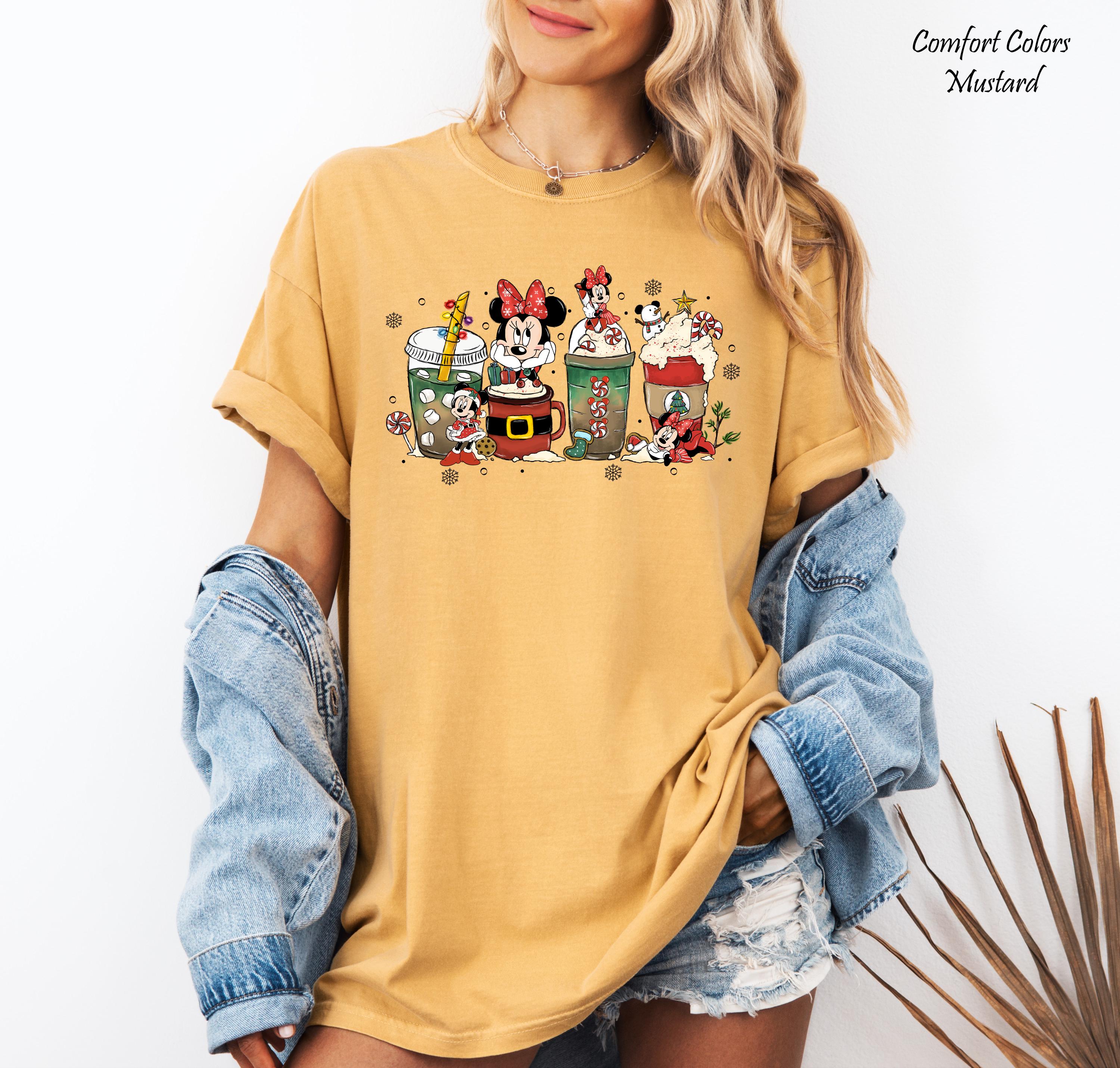 Disney Christmas Coffee Shirt, Christmas Family Matching Tee, Minnie Drinks Christmas Coffee Latte Cup Shirt,Disneyland Christmas Trip Tee