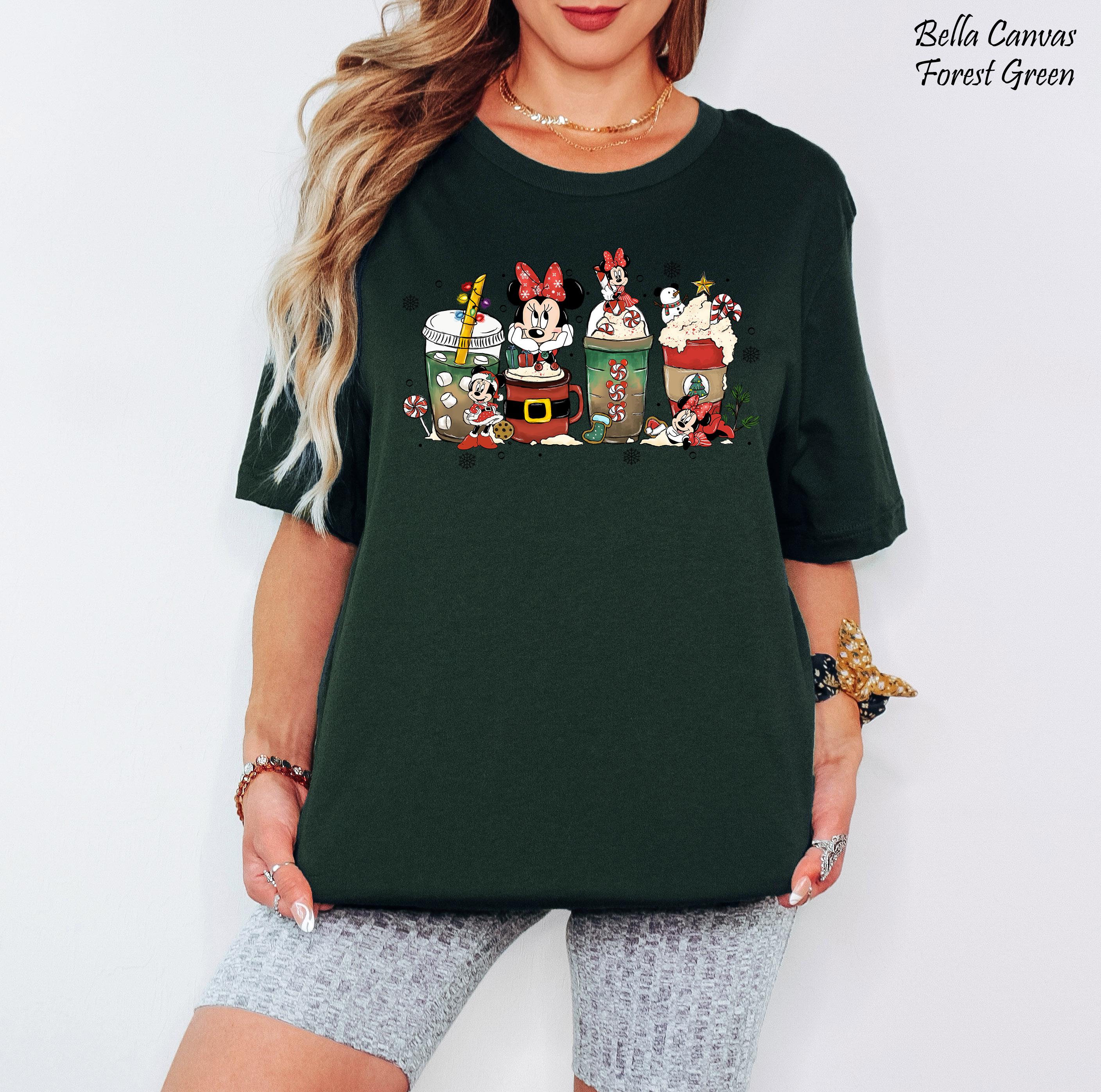 Disney Christmas Coffee Shirt, Christmas Family Matching Tee, Minnie Drinks Christmas Coffee Latte Cup Shirt,Disneyland Christmas Trip Tee