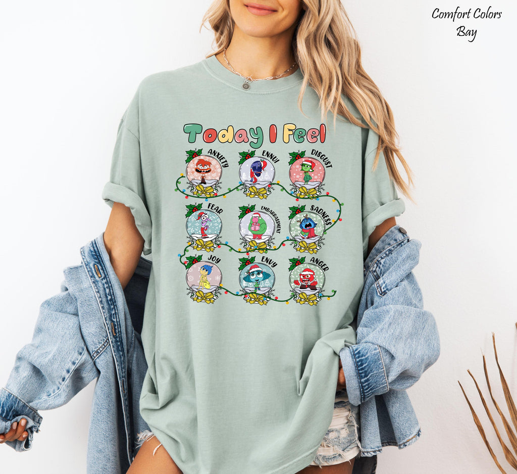 Disney Pixar Inside Out 2 Today I Feel Shirt, Disney Inspired Trip Tee, Disney Pixar Christmas Shirt, Disney Christmas Family Trip Shirt