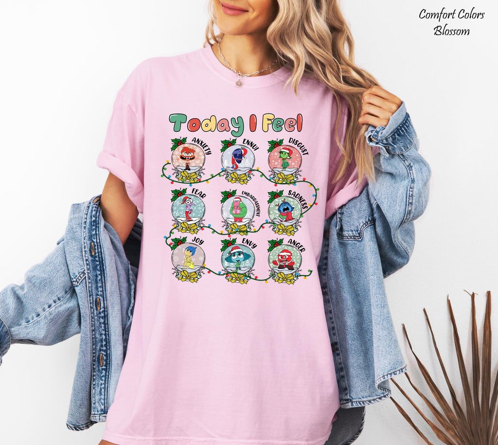 Disney Pixar Inside Out 2 Today I Feel Shirt, Disney Inspired Trip Tee, Disney Pixar Christmas Shirt, Disney Christmas Family Trip Shirt
