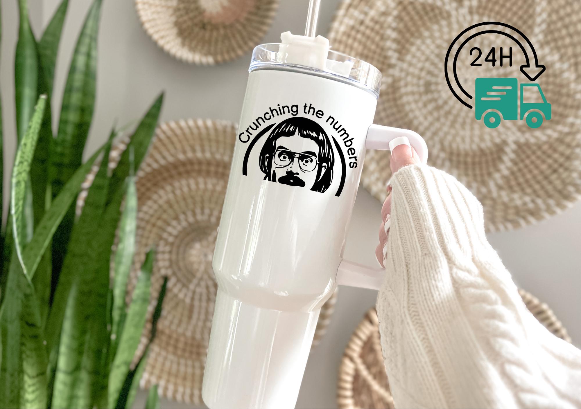 Crunching the Numbers Chit Tumbler,40oz Funny Travel Cup, Unique Gift for Mom,Minimalist Internet Humor Cup,Inspirational Tumbler