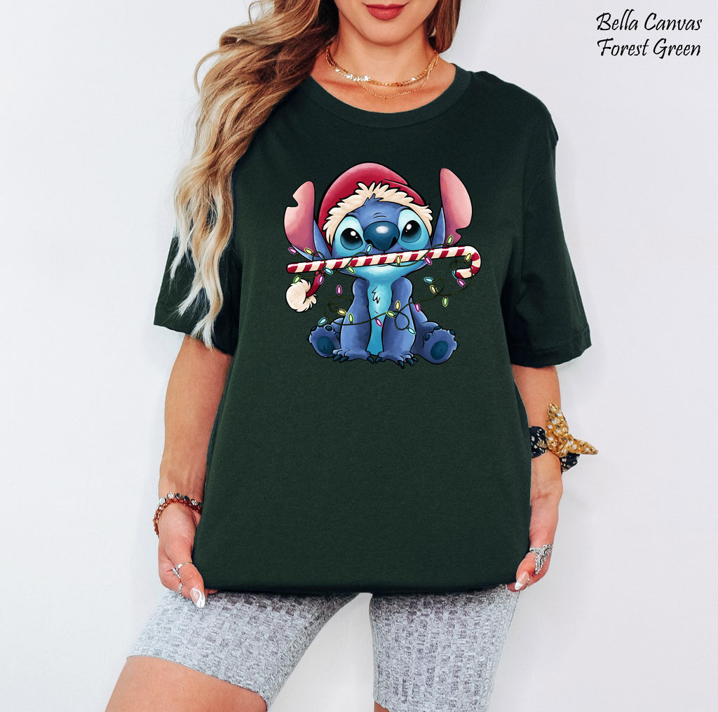 Disney Santa Stitch Christmas Shirt, Stitch Xmas Lights Shirt, Disneyland Family Xmas Tee, Disney Christmas Party Shirt, Disney Trip Shirt