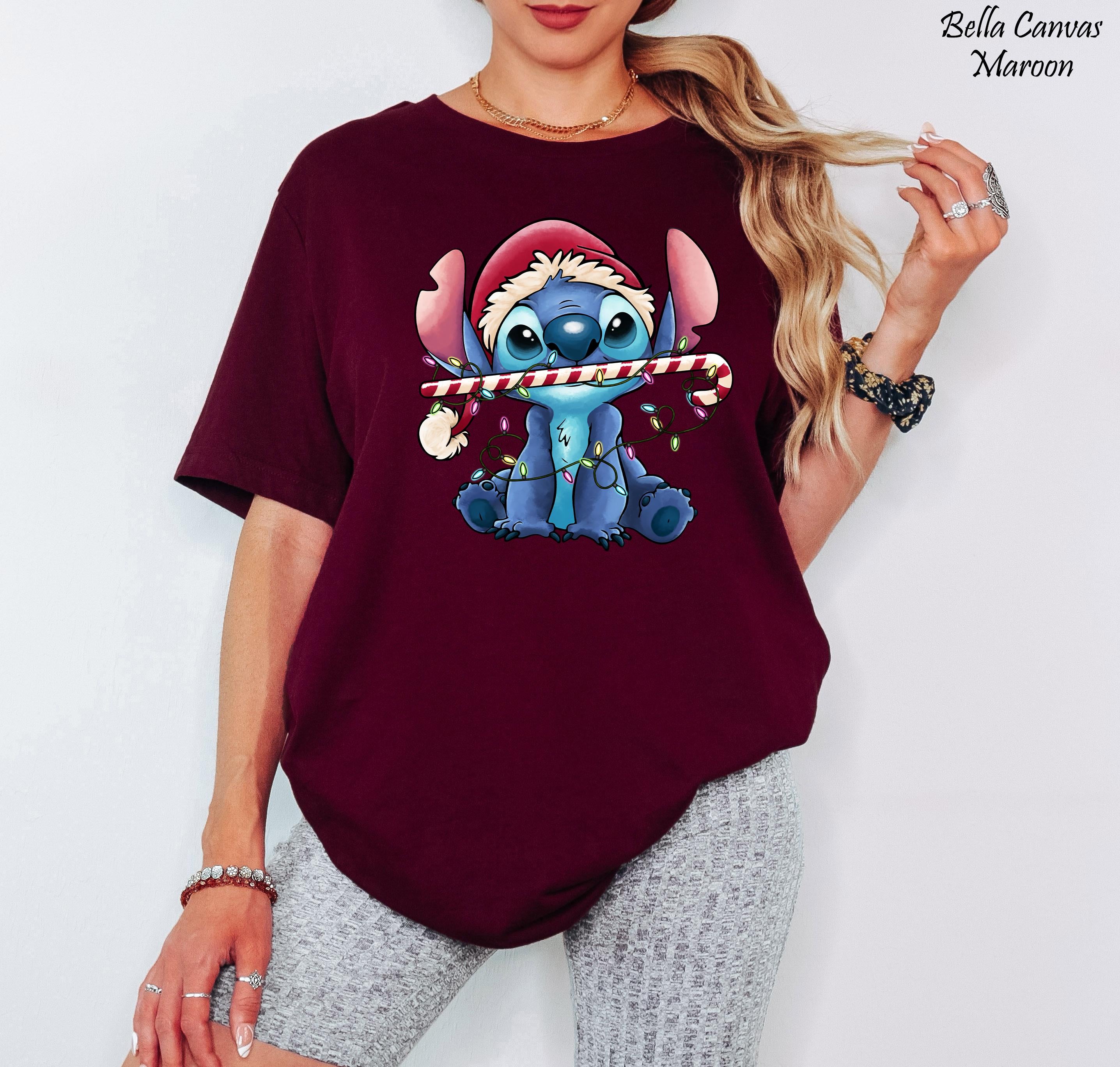 Disney Santa Stitch Christmas Shirt, Stitch Xmas Lights Shirt, Disneyland Family Xmas Tee, Disney Christmas Party Shirt, Disney Trip Shirt