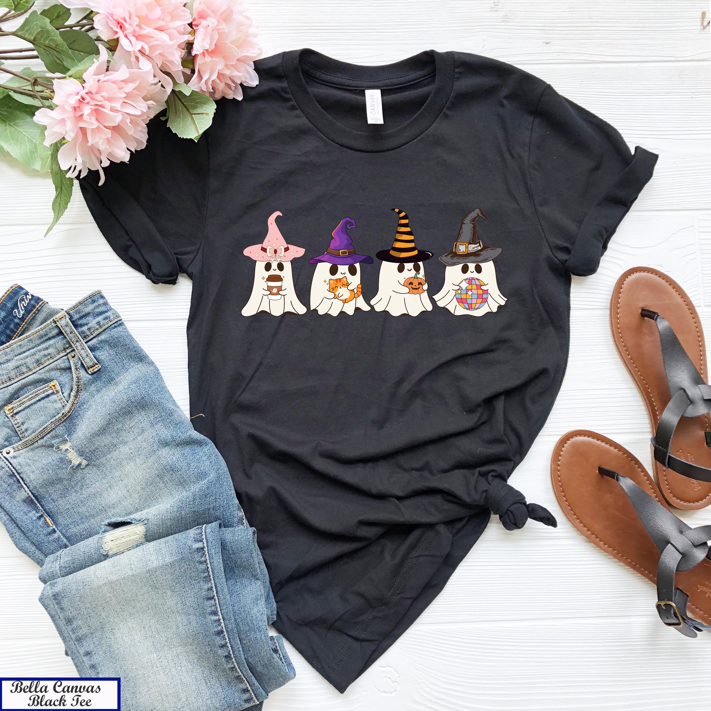 Halloween Cute Ghost Shirt, Halloween Gift, Funny Halloween Shirt,Trendy Thanksgiving Shirt,Fall Graphic Tees,Retro Ghost Shirt,Spooky Shirt