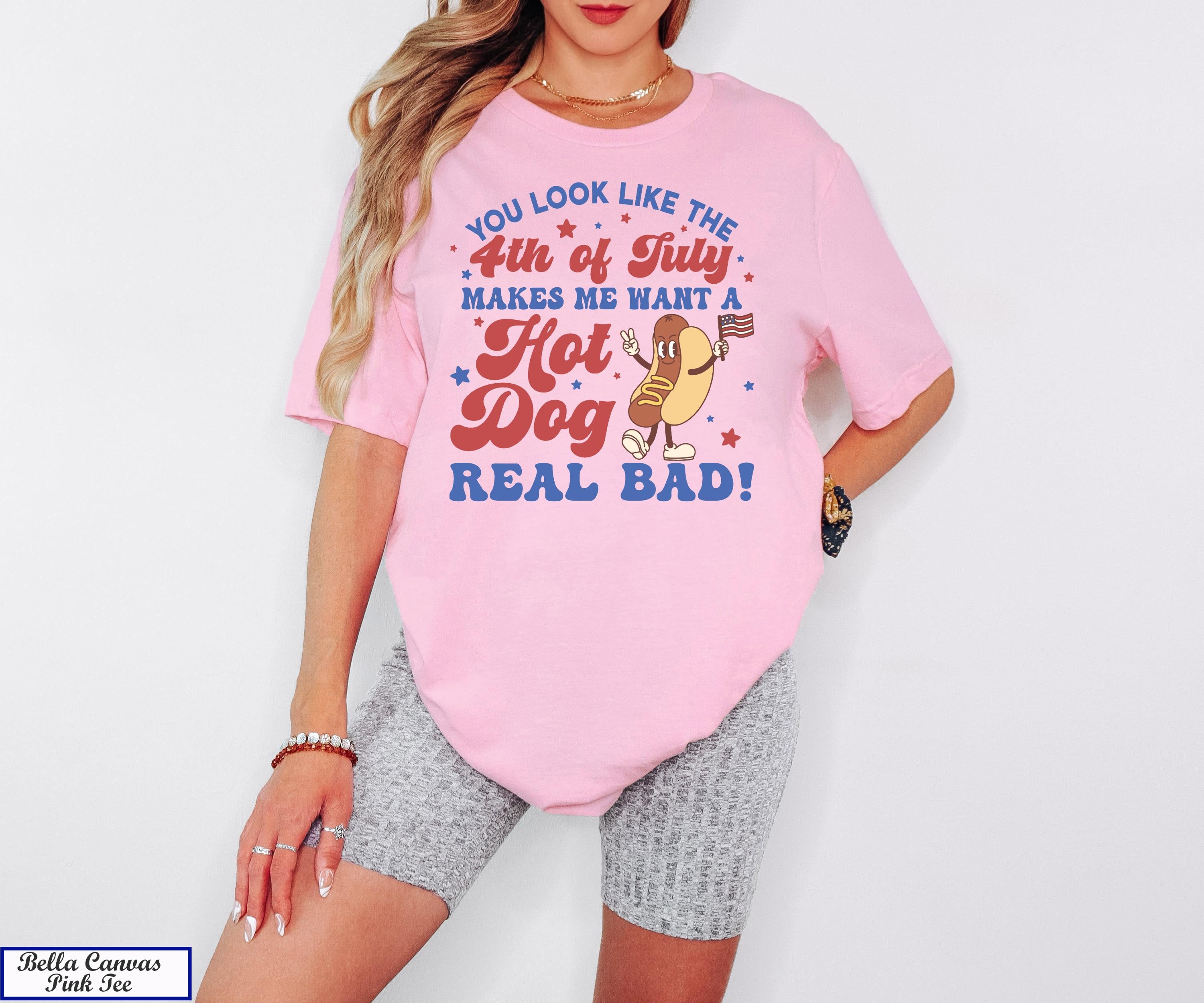 Makes Me Want A Hot Dog Real Bad Shirt, Funny 4th July Tshirt,Hot Diggity Dog Tee, Summer BBQ Shirt, 4th of July T-shirt, Independence Day