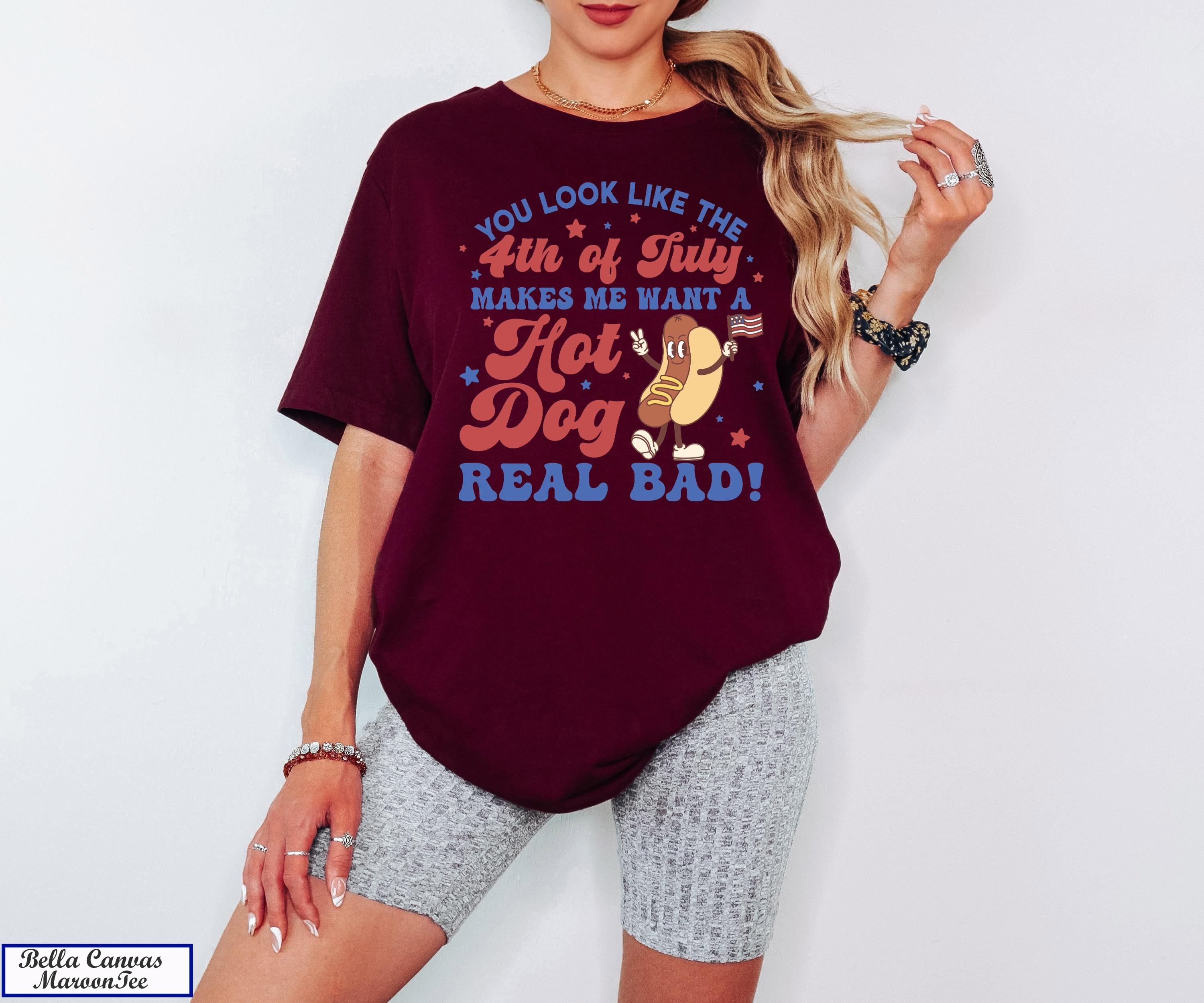 Makes Me Want A Hot Dog Real Bad Shirt, Funny 4th July Tshirt,Hot Diggity Dog Tee, Summer BBQ Shirt, 4th of July T-shirt, Independence Day