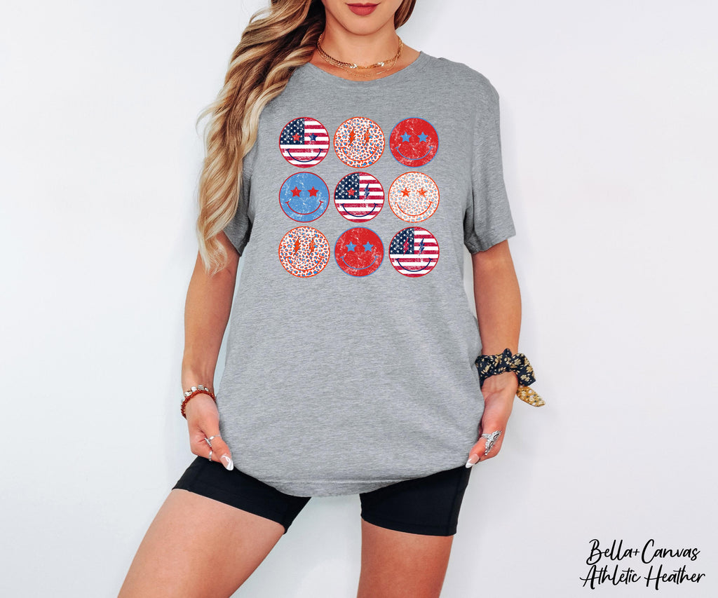 Smiley Face Shirt, USA Flag Shirt, Red White and Blue Checkered Shirt, 4th Of July Shirt, Patriotic Shirt, American Flag Shirt, July 4 Tee