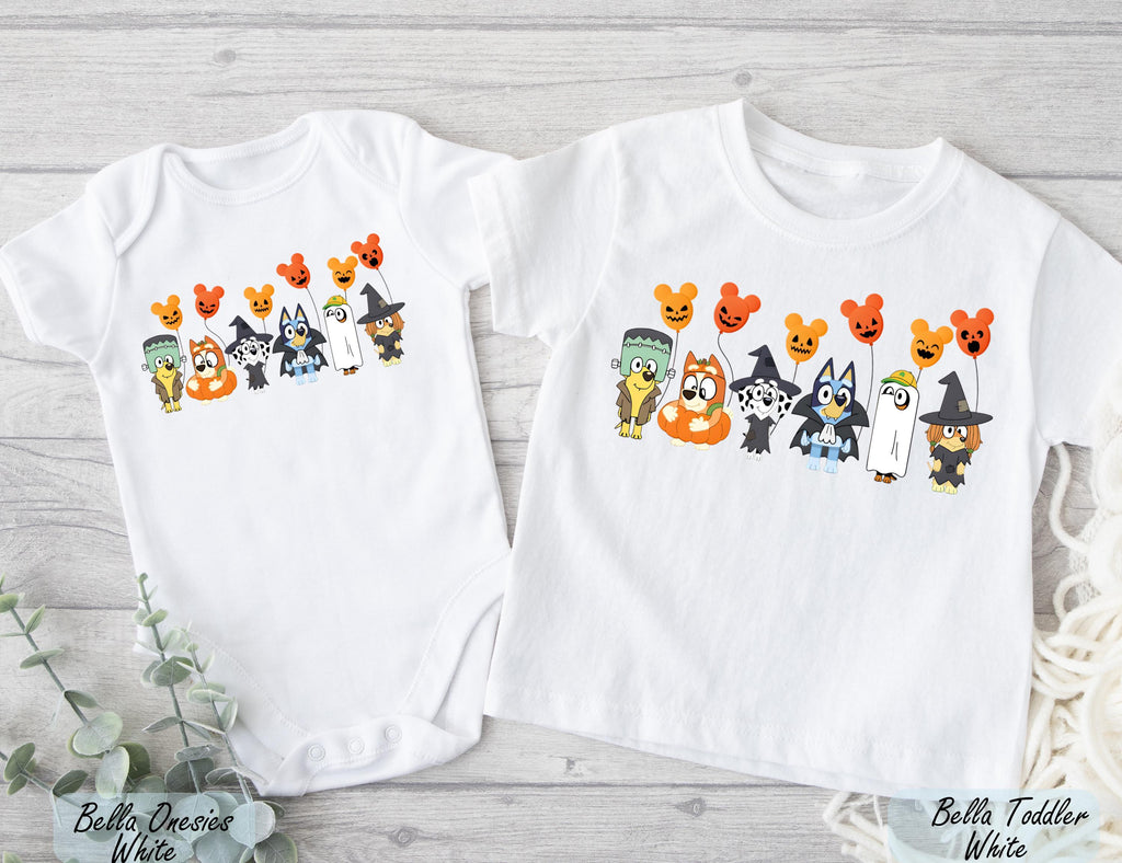 Bluey Halloween Shirt, Booey Halloween Tee, Halloween Bluey Friends Tee, Halloween Kids Graphic Shirt, Bluey Gift, Halloween Cartoon Shirt