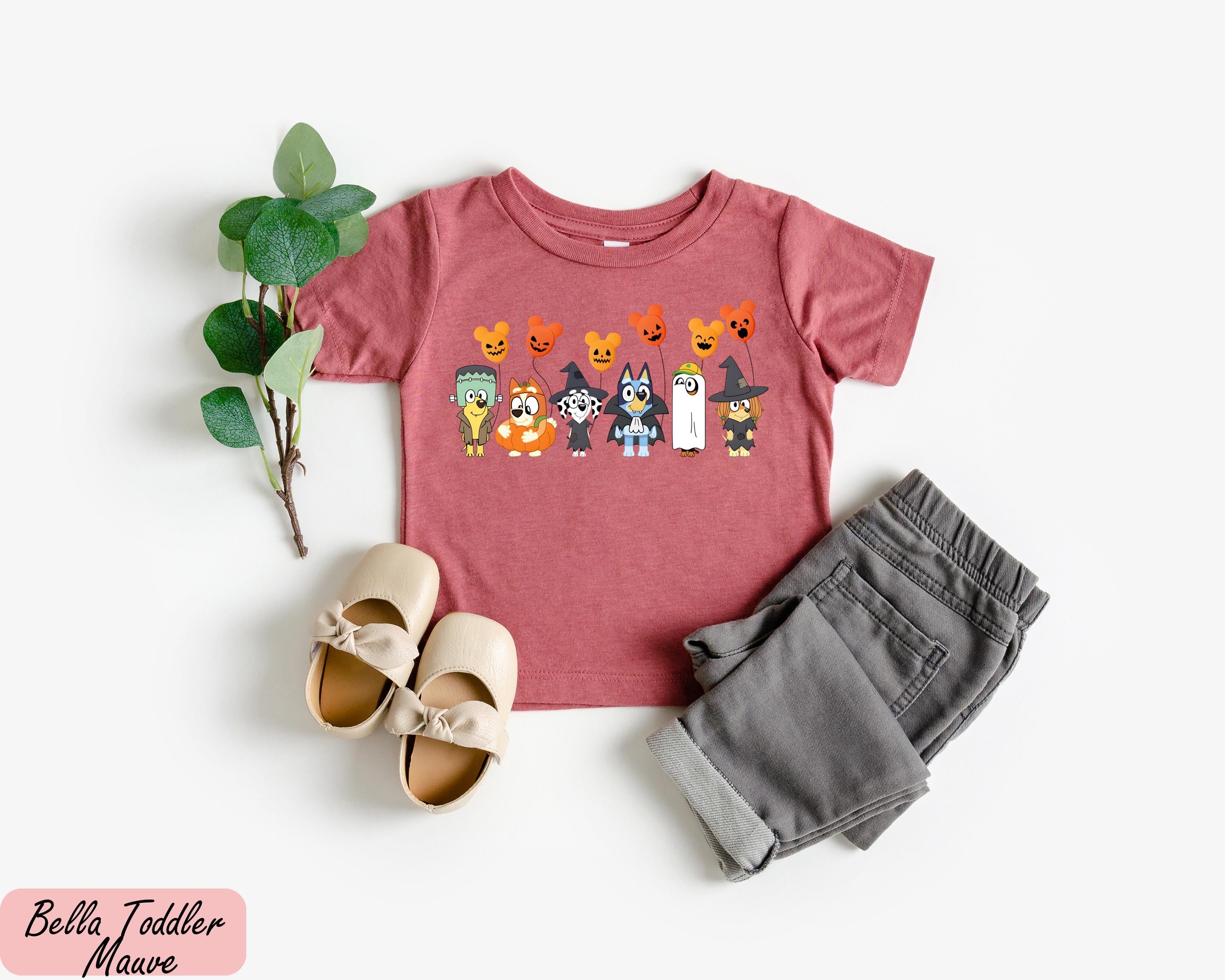 Bluey Halloween Shirt, Booey Halloween Tee, Halloween Bluey Friends Tee, Halloween Kids Graphic Shirt, Bluey Gift, Halloween Cartoon Shirt