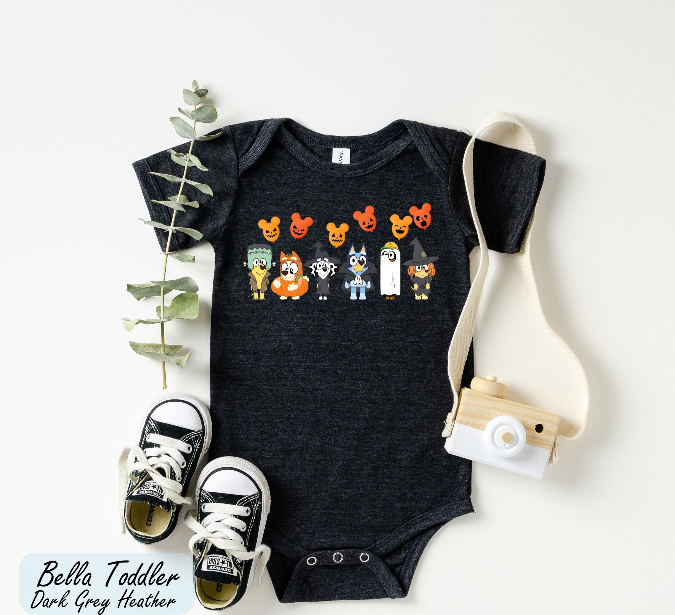 Bluey Halloween Shirt, Booey Halloween Tee, Halloween Bluey Friends Tee, Halloween Kids Graphic Shirt, Bluey Gift, Halloween Cartoon Shirt