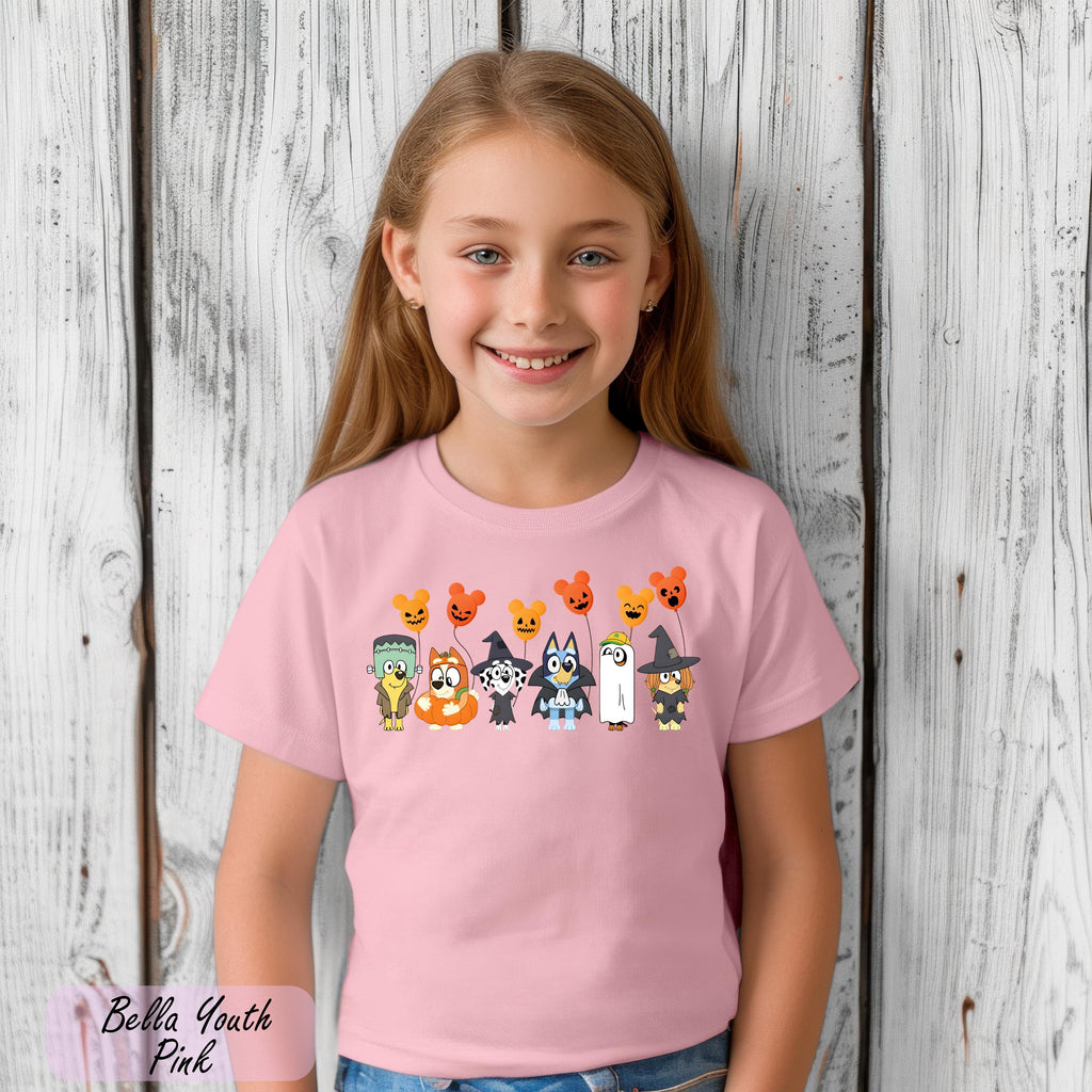 Bluey Halloween Shirt, Booey Halloween Tee, Halloween Bluey Friends Tee, Halloween Kids Graphic Shirt, Bluey Gift, Halloween Cartoon Shirt