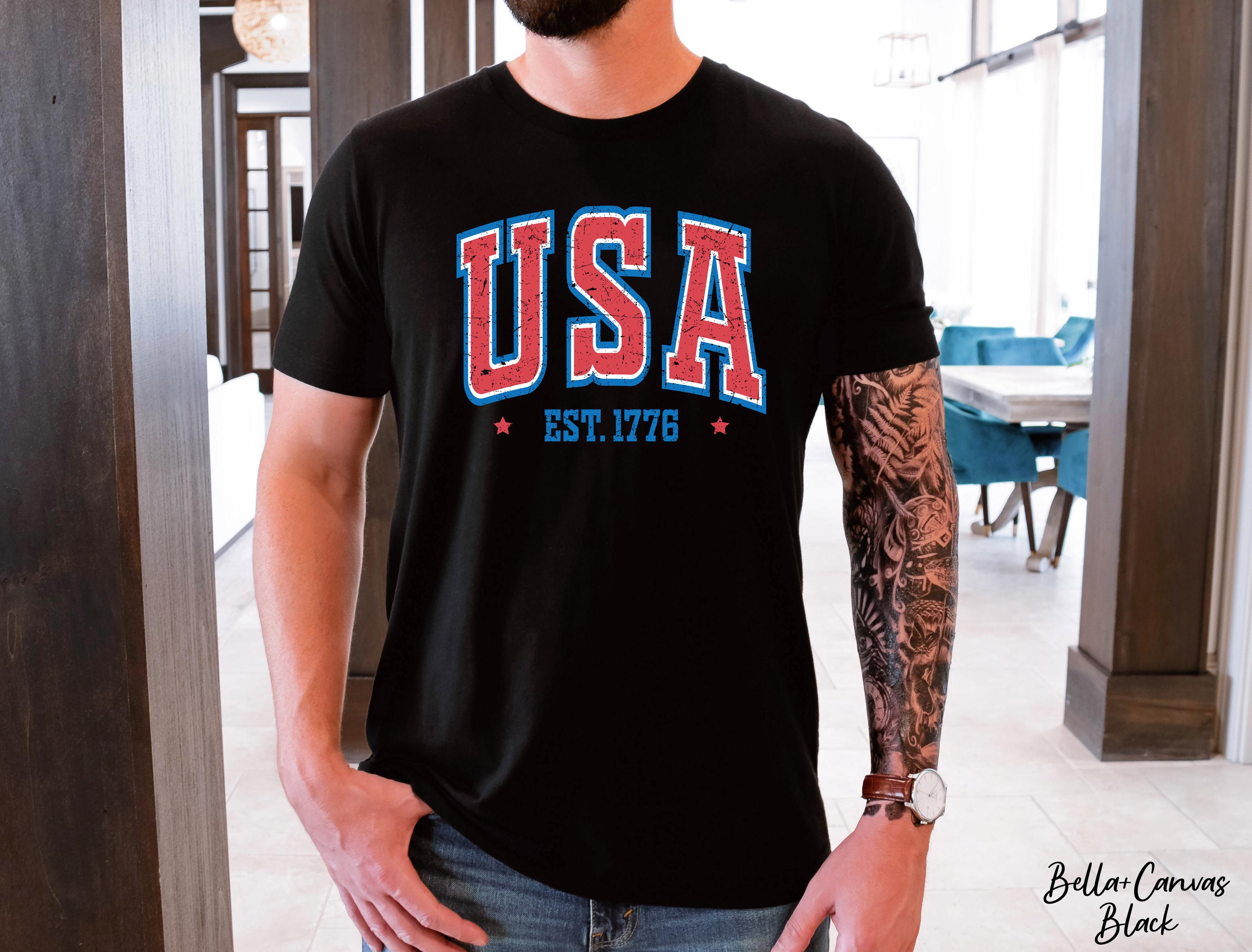 Comfort Colors USA Flag Tshirt, 1776 Lighting,4th of July Shirt,Independent Day Shirt,Patriotic Shirt,America Est Shirt,Red White and Blue
