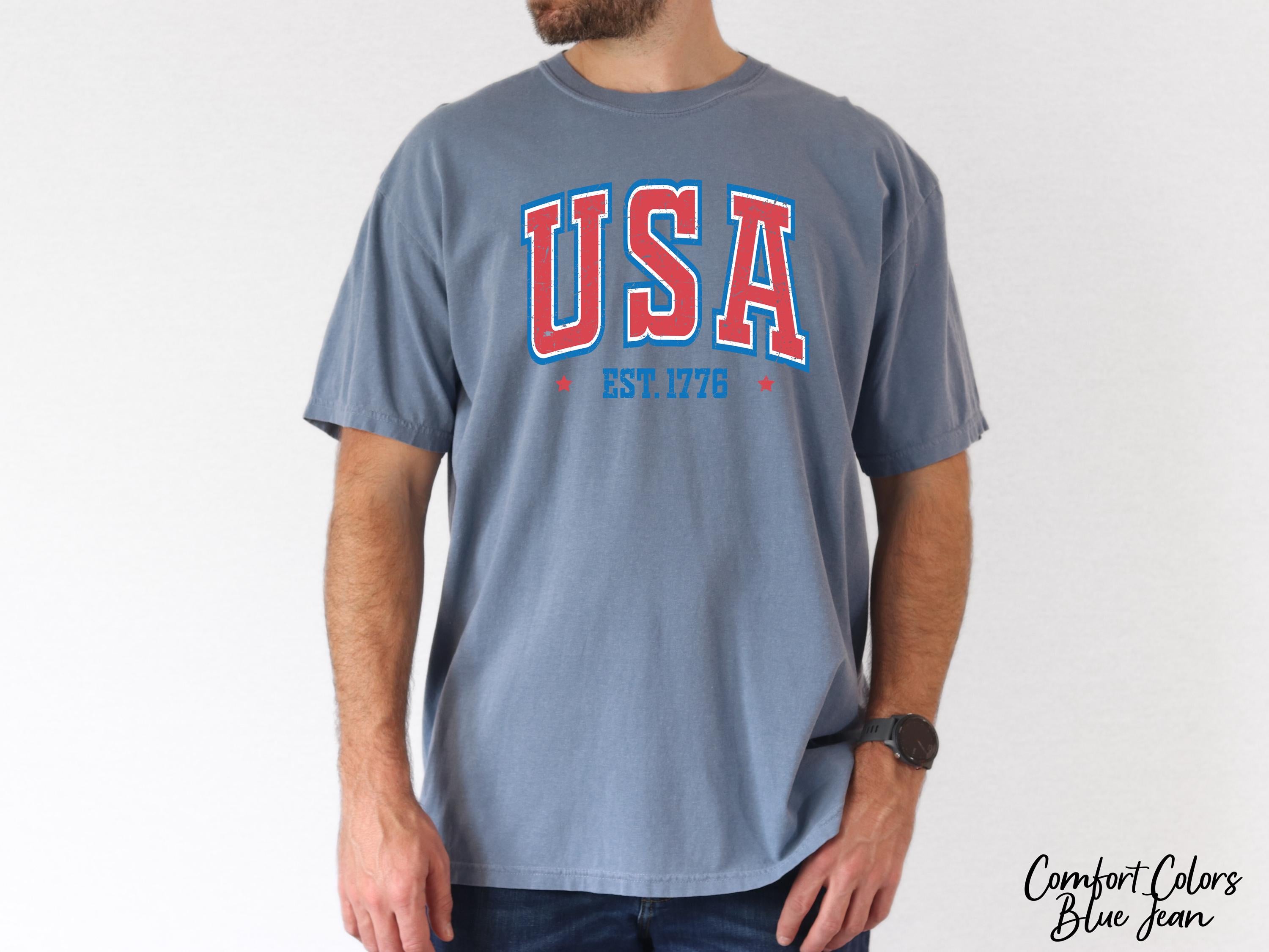 Comfort Colors USA Flag Tshirt, 1776 Lighting,4th of July Shirt,Independent Day Shirt,Patriotic Shirt,America Est Shirt,Red White and Blue