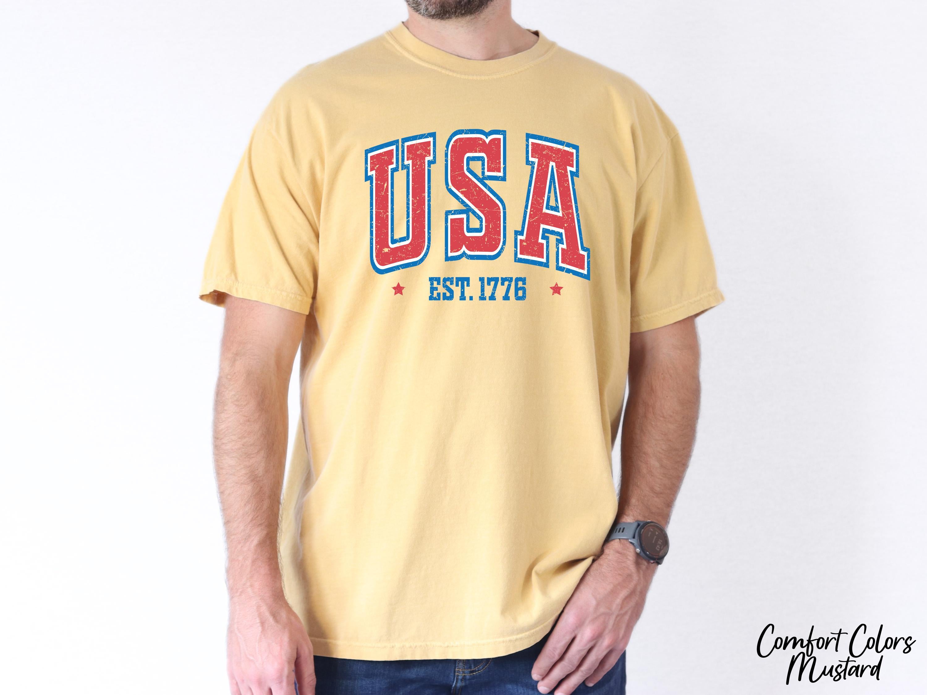 Comfort Colors USA Flag Tshirt, 1776 Lighting,4th of July Shirt,Independent Day Shirt,Patriotic Shirt,America Est Shirt,Red White and Blue