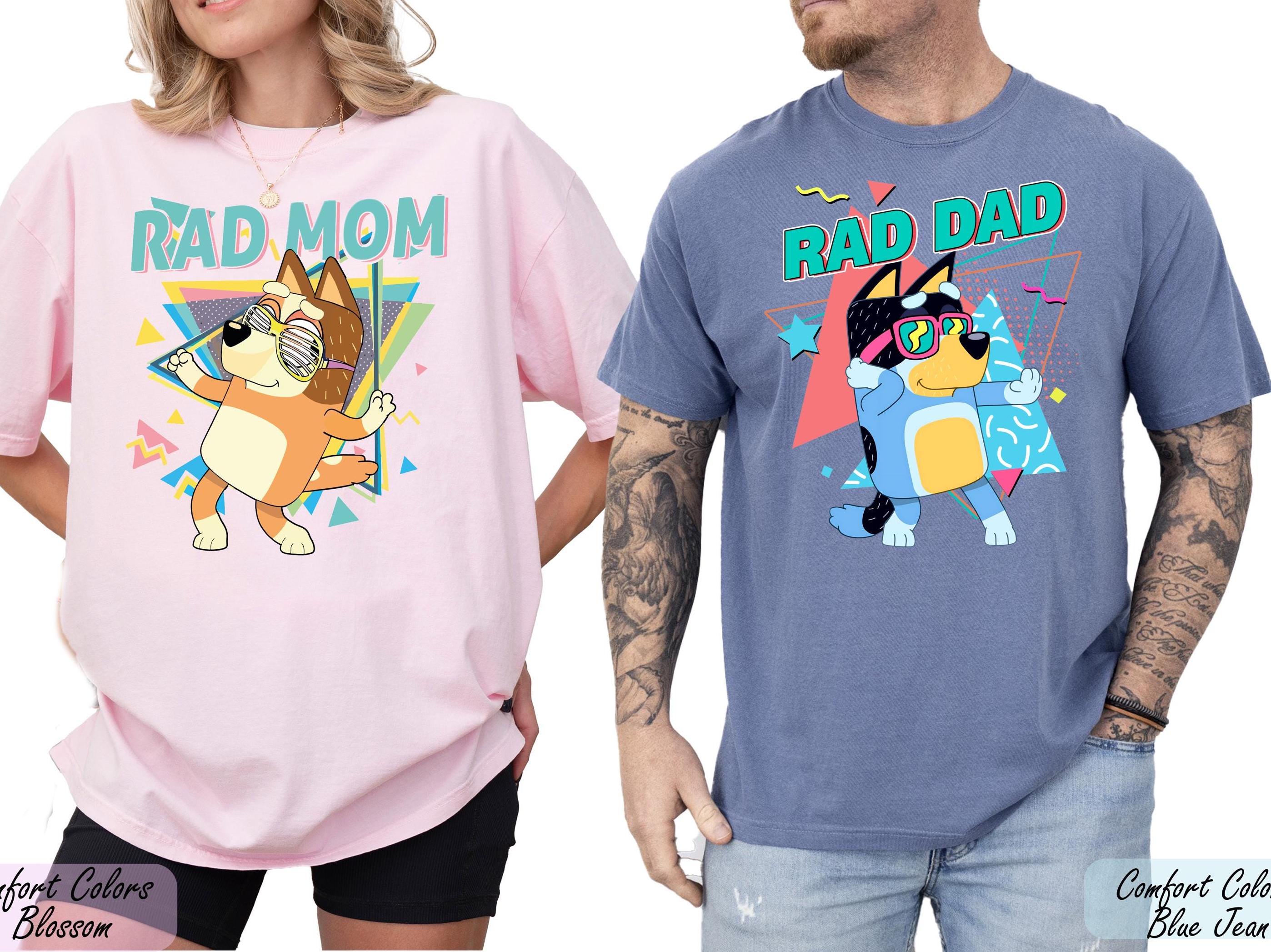 Rad Dad Rad Mom Shirt, Bluey Matching Family Tee, Disney Birthday Party Shirt, Bluey Cartoon Parents Shirt, Family Team Tee, Mom Dad Shirt