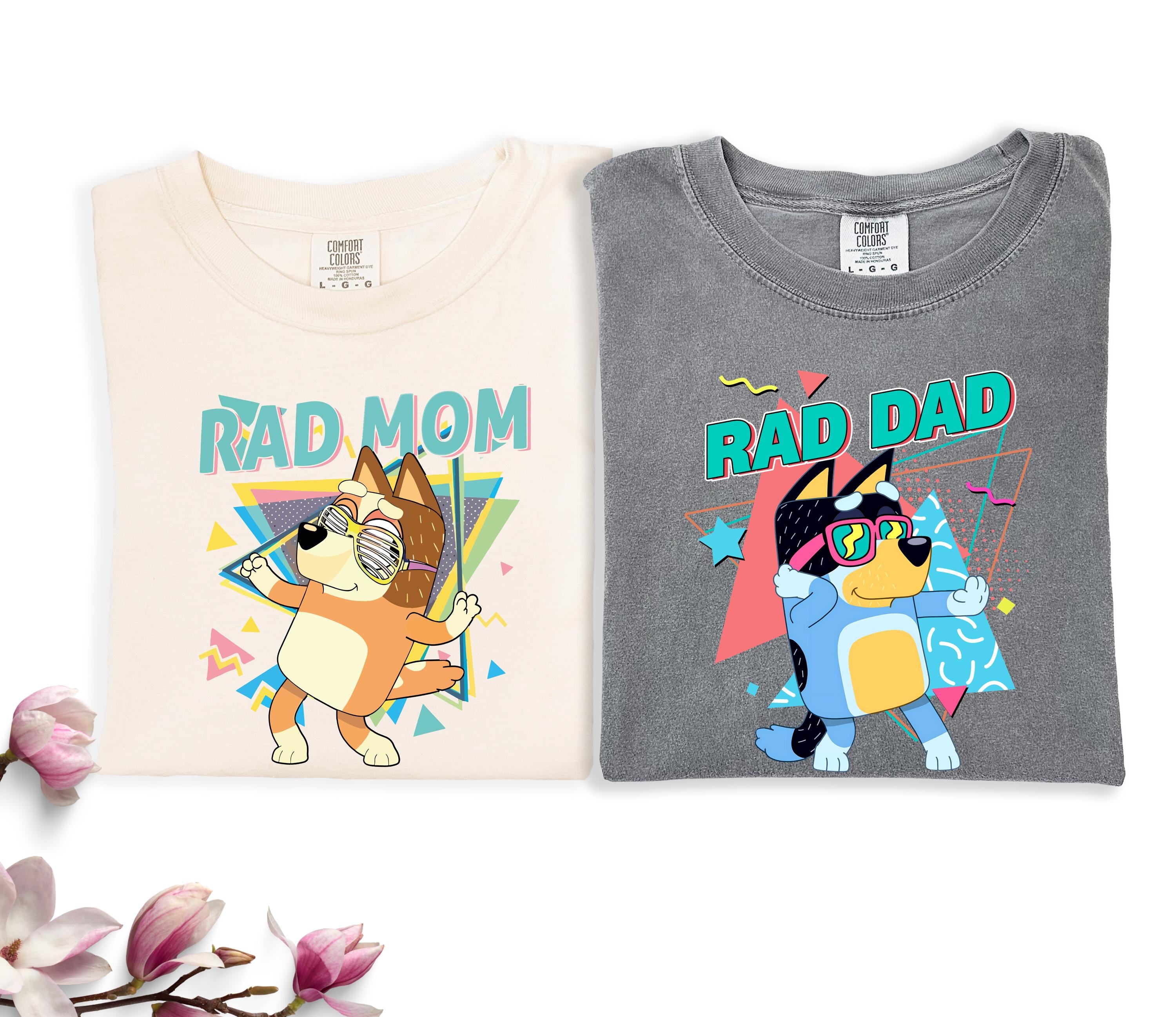 Rad Dad Rad Mom Shirt, Bluey Matching Family Tee, Disney Birthday Party Shirt, Bluey Cartoon Parents Shirt, Family Team Tee, Mom Dad Shirt