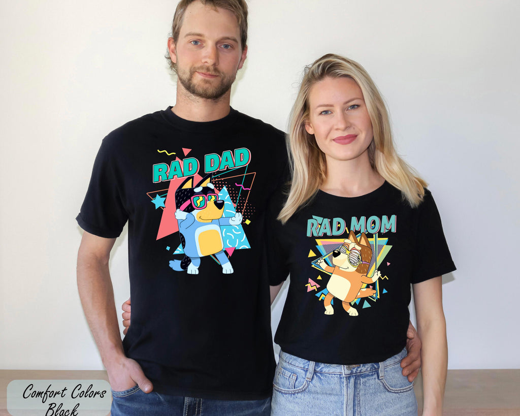 Rad Dad Rad Mom Shirt, Bluey Matching Family Tee, Disney Birthday Party Shirt, Bluey Cartoon Parents Shirt, Family Team Tee, Mom Dad Shirt