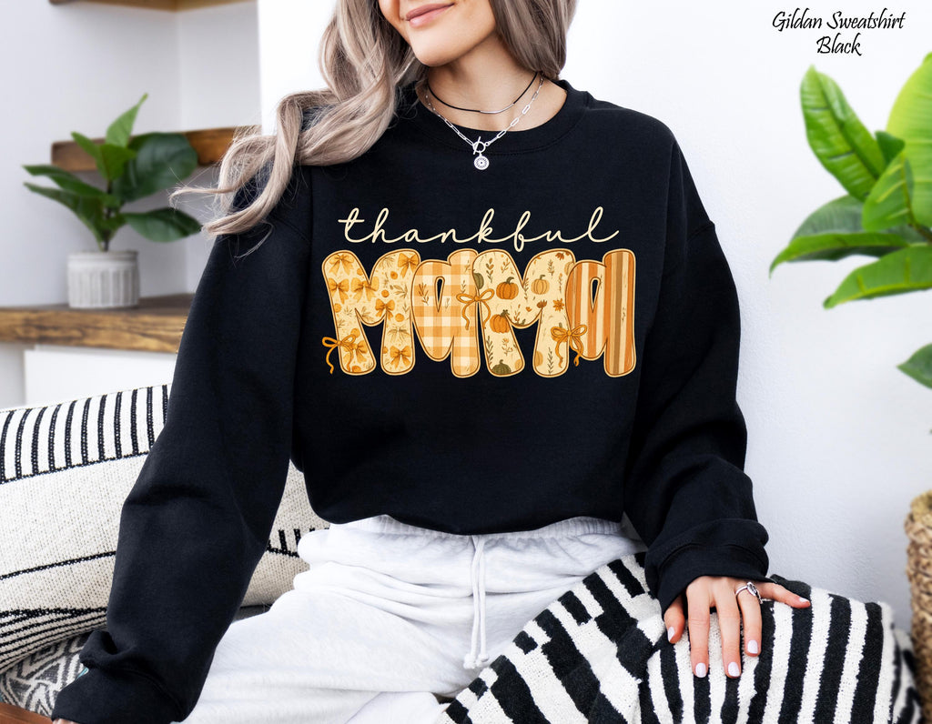 Thankful Mama Crewneck Sweatshirt, Thanksgiving Fall Shirt, Fall Season Sweatshirt, Thankful Family Gift, Cute Fall Gifts, New Mom Gifts