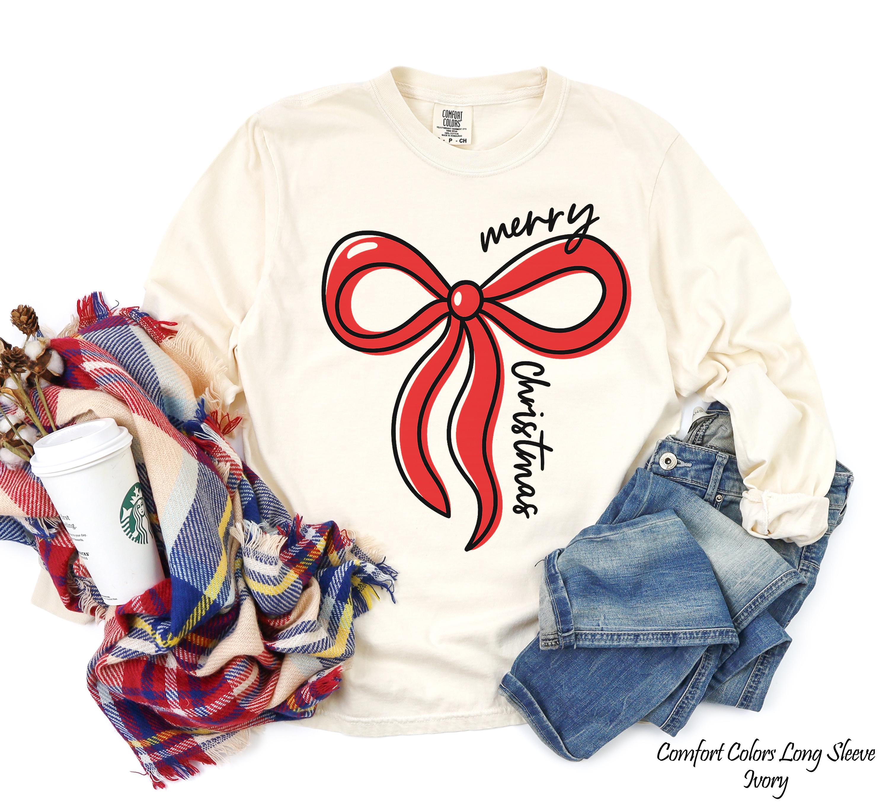 Red Bow Coquette Christmas Sweater,Retro Holiday Crewneck,Trendy Merry Christmas Sweater,Coquette Bow Sweatshirt,Cute Festive Winter Sweat