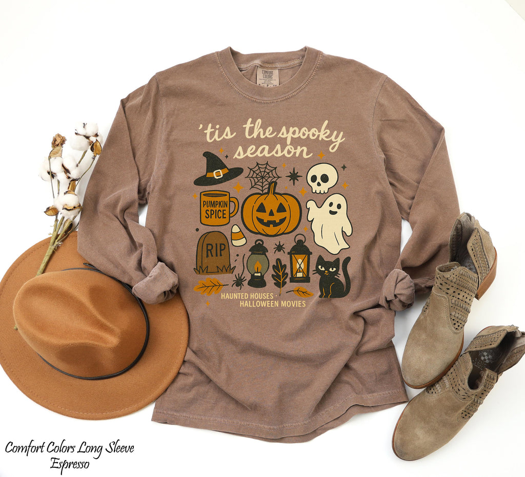 Tis' the Season Shirt, Doodles Halloween Sweatshirt, Pumpkin Shirt Black Cat Sweater, Skeleton Witch Tee, Funny Halloween Party Sweater