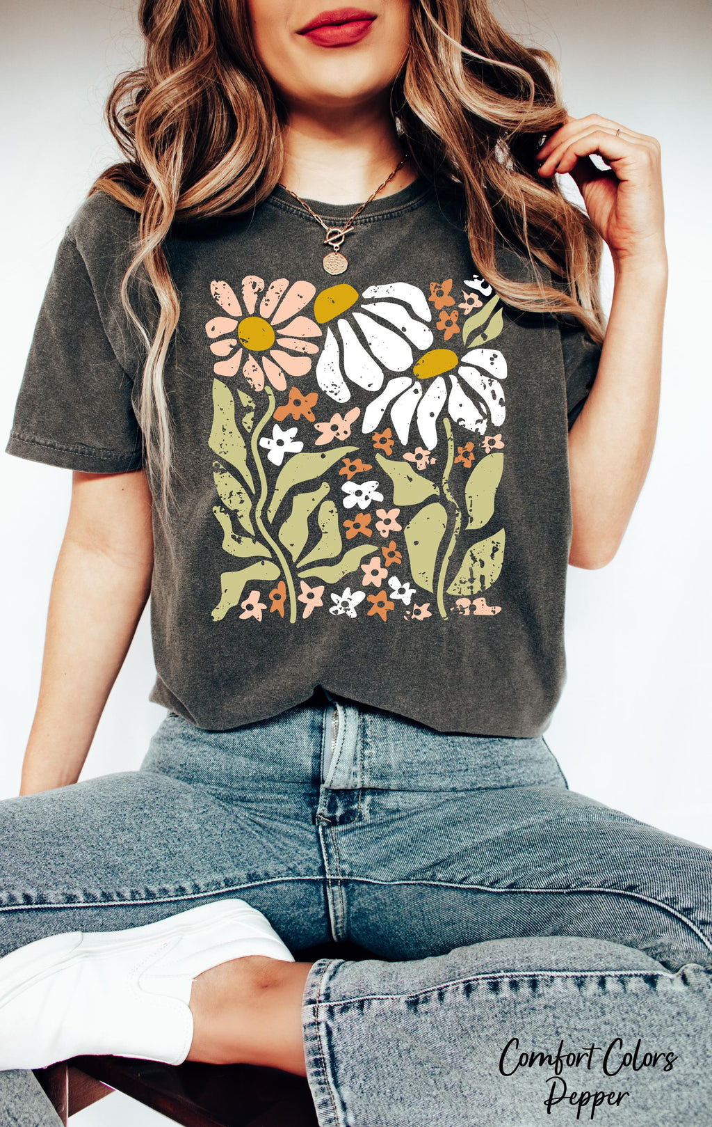 Boho Wildflowers Shirt, Flowers Shirt, Floral Graphic Tee, Plant Lover Tees, ift For Gardener,Aesthetic Floral Shirt,Boho Daisy Flower Tee