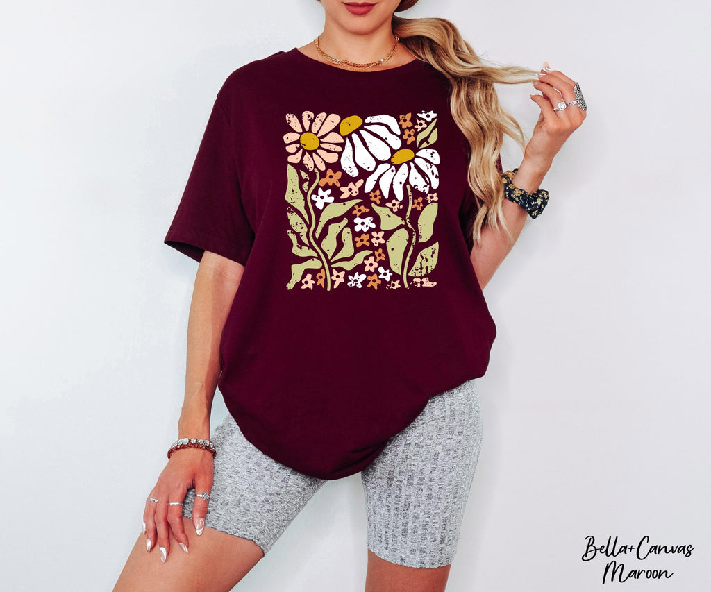 Boho Wildflowers Shirt, Flowers Shirt, Floral Graphic Tee, Plant Lover Tees, ift For Gardener,Aesthetic Floral Shirt,Boho Daisy Flower Tee