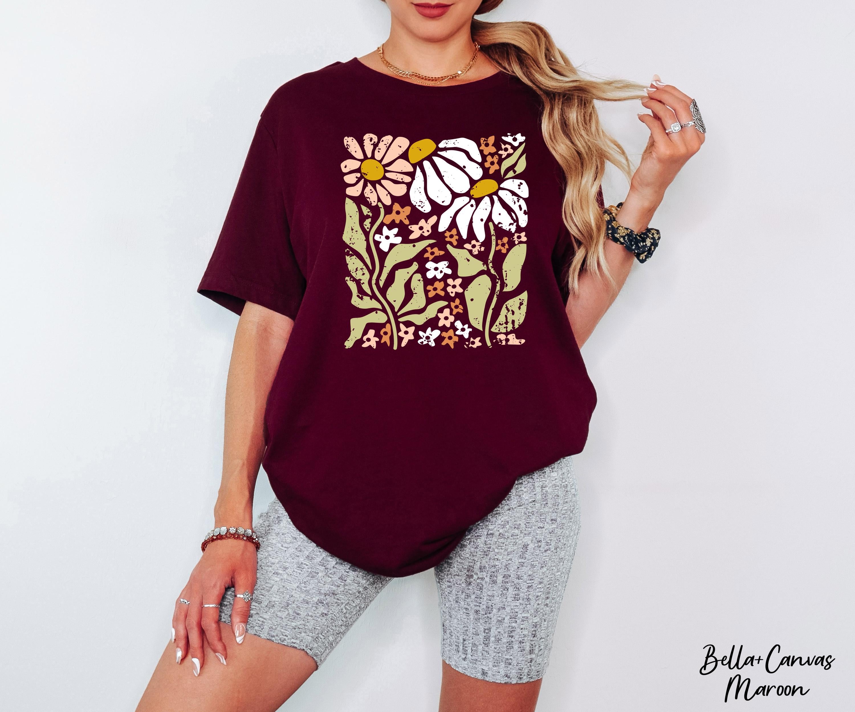 Boho Wildflowers Shirt, Flowers Shirt, Floral Graphic Tee, Plant Lover Tees, ift For Gardener,Aesthetic Floral Shirt,Boho Daisy Flower Tee