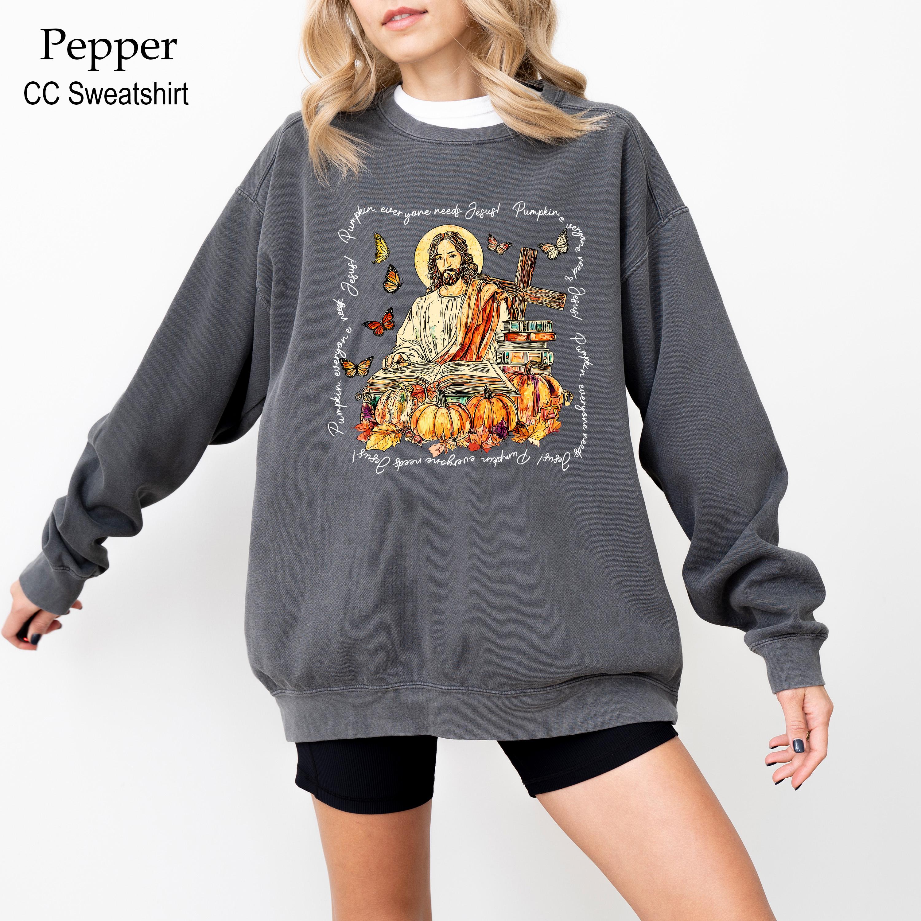 Christian Thanksgiving Sweatshirt, Christian Fall Pumpkin Sweatshirt, Thanksgiving Cross Tee, Jesus Lover Gift, Halloween Jesus Sweatshirtd