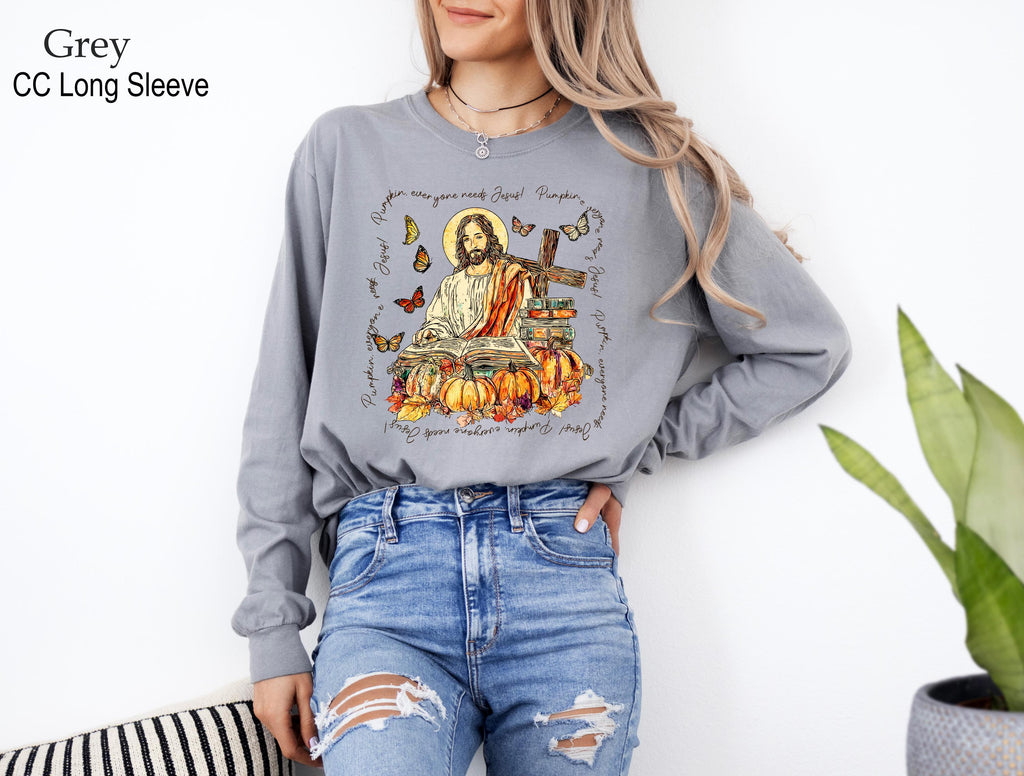 Christian Thanksgiving Sweatshirt, Christian Fall Pumpkin Sweatshirt, Thanksgiving Cross Tee, Jesus Lover Gift, Halloween Jesus Sweatshirtd