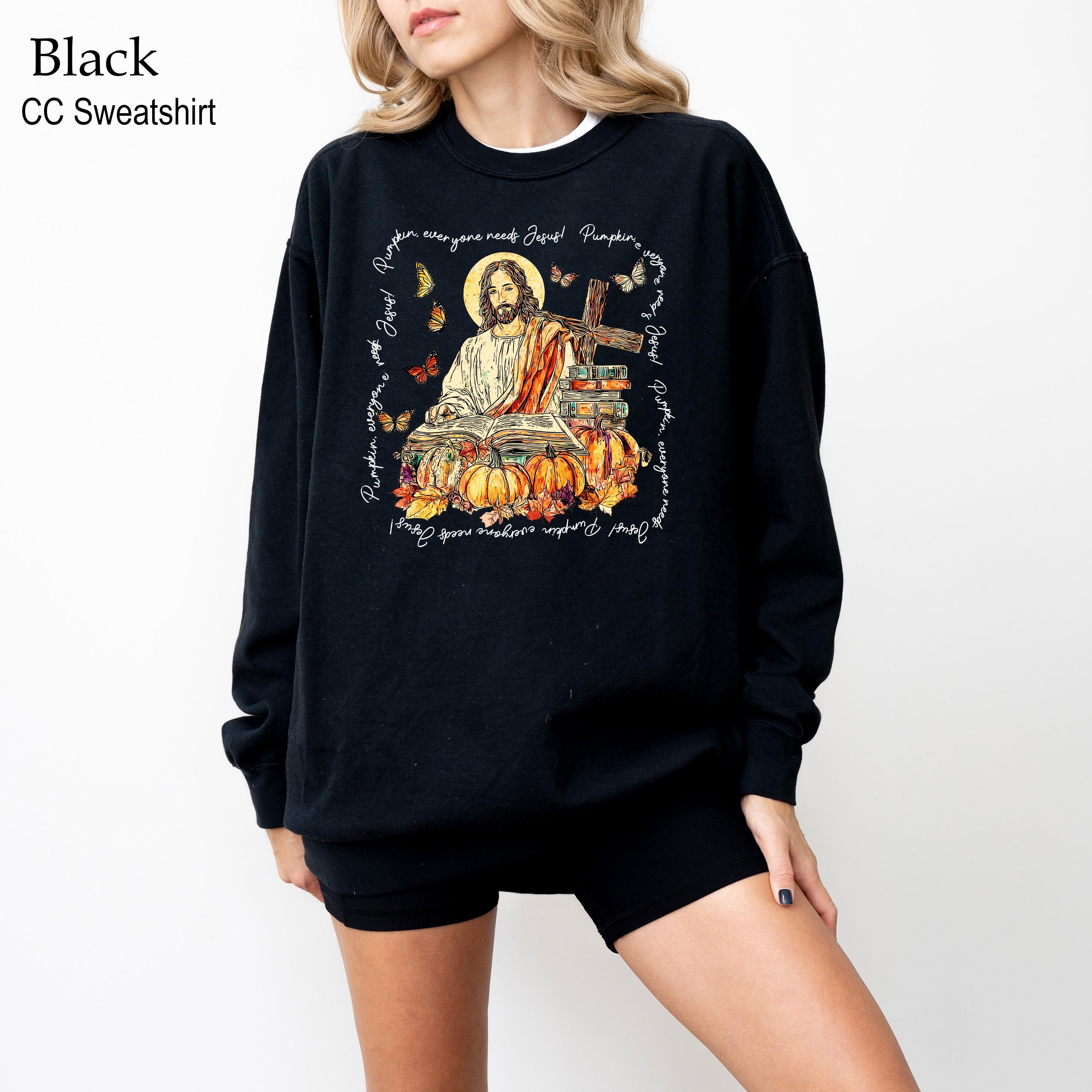 Christian Thanksgiving Sweatshirt, Christian Fall Pumpkin Sweatshirt, Thanksgiving Cross Tee, Jesus Lover Gift, Halloween Jesus Sweatshirtd