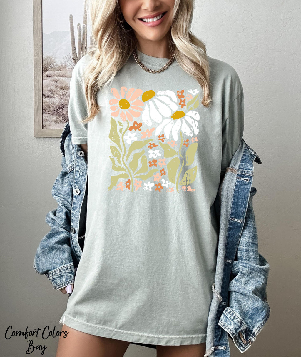 Boho Wildflowers Shirt, Flowers Shirt, Floral Graphic Tee, Plant Lover Tees, ift For Gardener,Aesthetic Floral Shirt,Boho Daisy Flower Tee