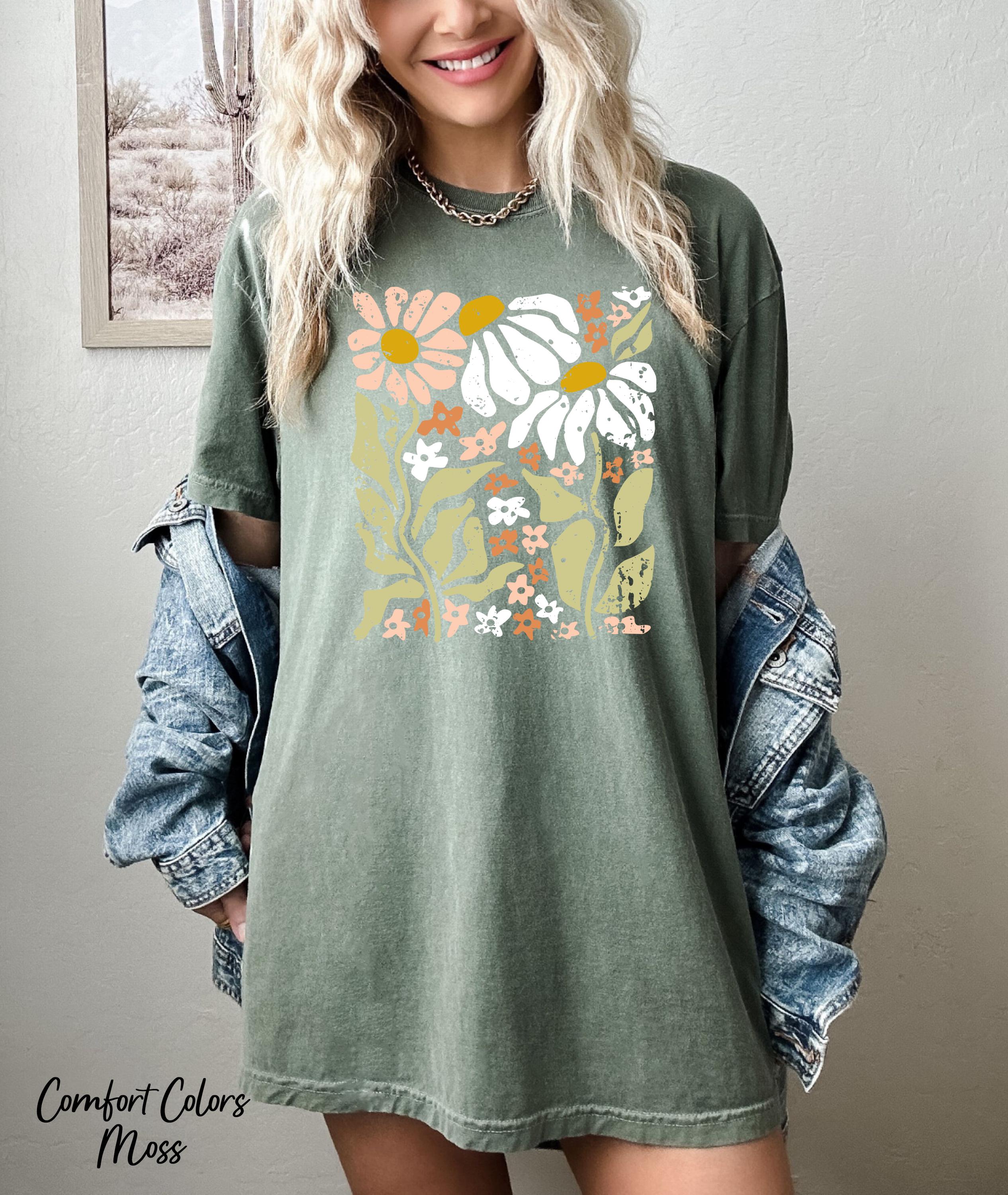 Boho Wildflowers Shirt, Flowers Shirt, Floral Graphic Tee, Plant Lover Tees, ift For Gardener,Aesthetic Floral Shirt,Boho Daisy Flower Tee