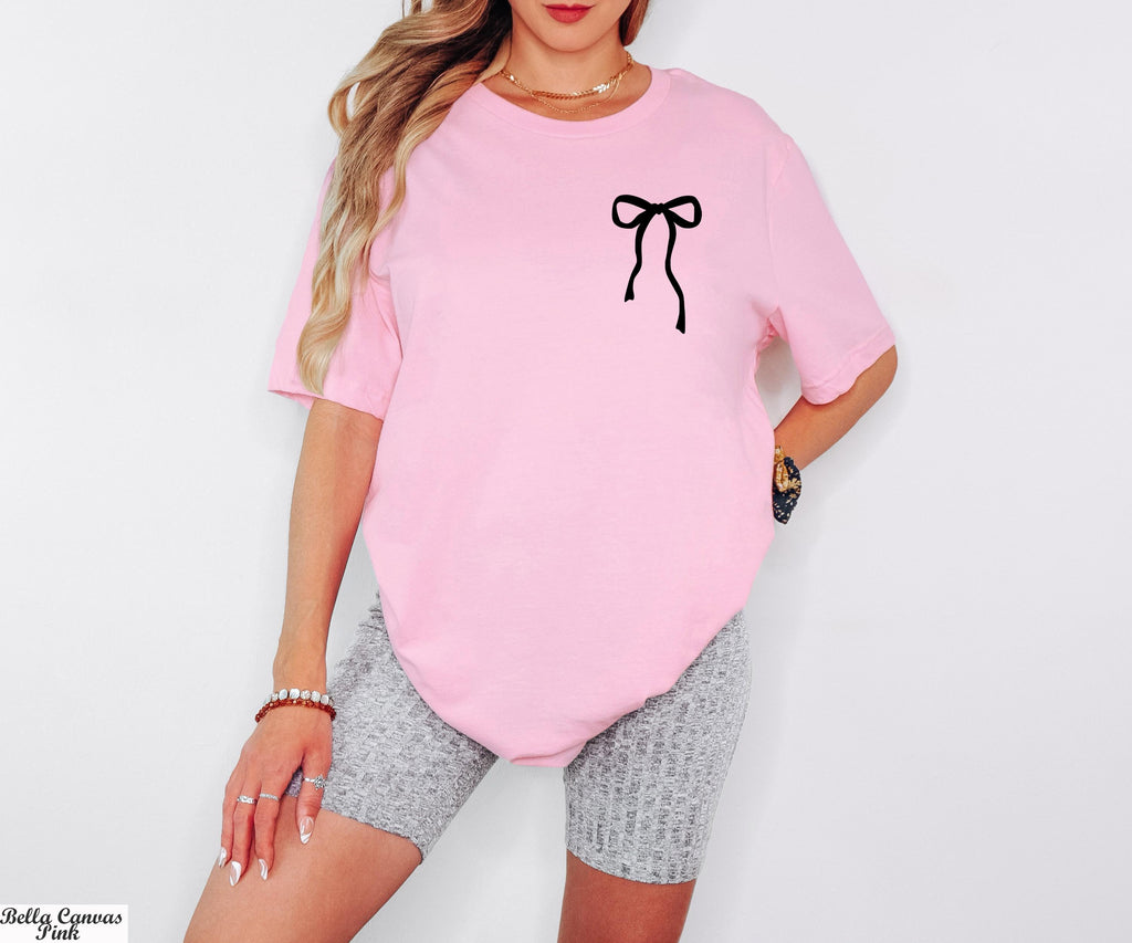 Cute Ribbon Bow Shirt, Coquette Bow Tee Trendy, Bow Tee, Minimalist Cute Ribbon Tee, Girly Girl Aesthetic Gift for Her, Gift For Best Friend