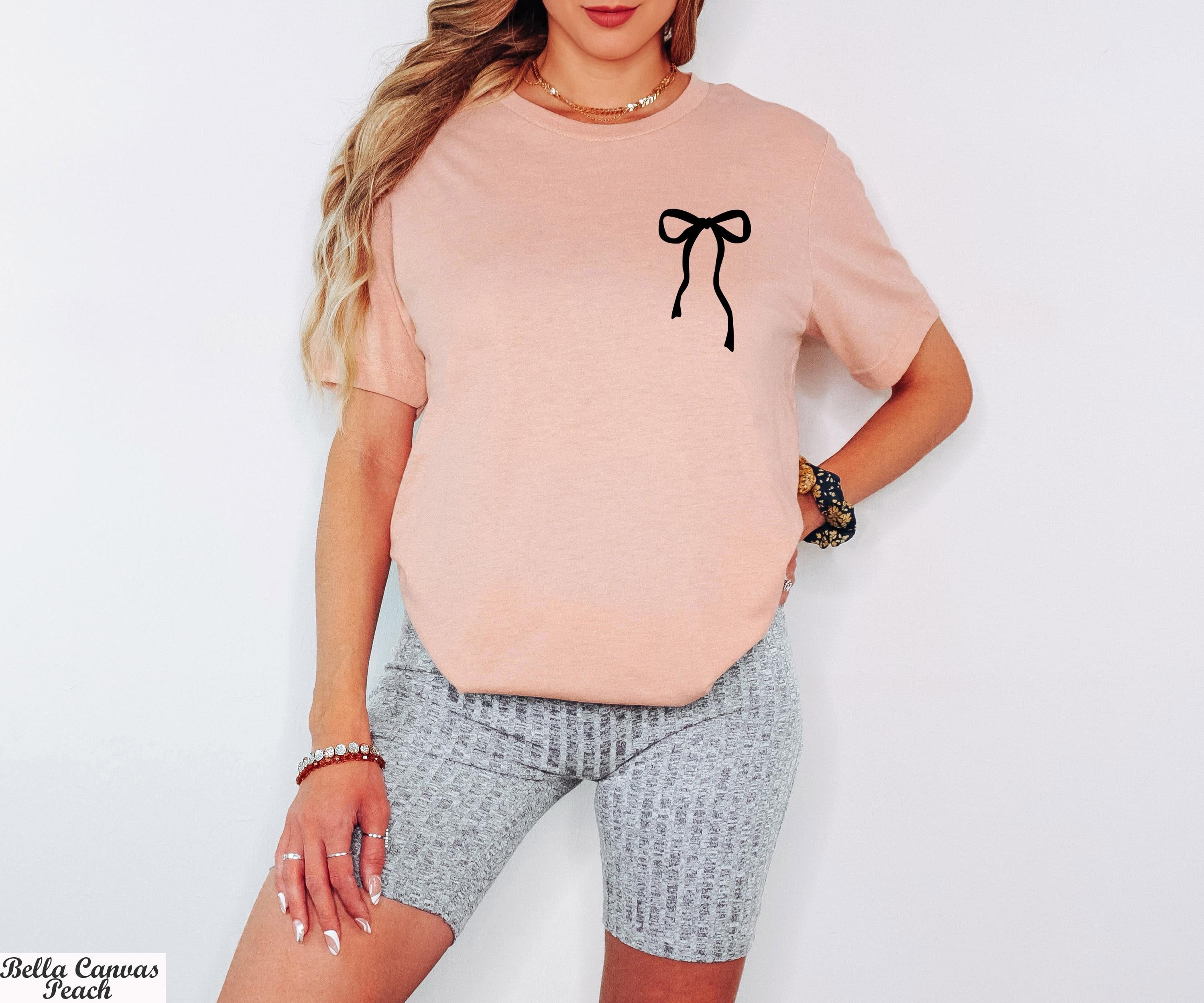Cute Ribbon Bow Shirt, Coquette Bow Tee Trendy, Bow Tee, Minimalist Cute Ribbon Tee, Girly Girl Aesthetic Gift for Her, Gift For Best Friend
