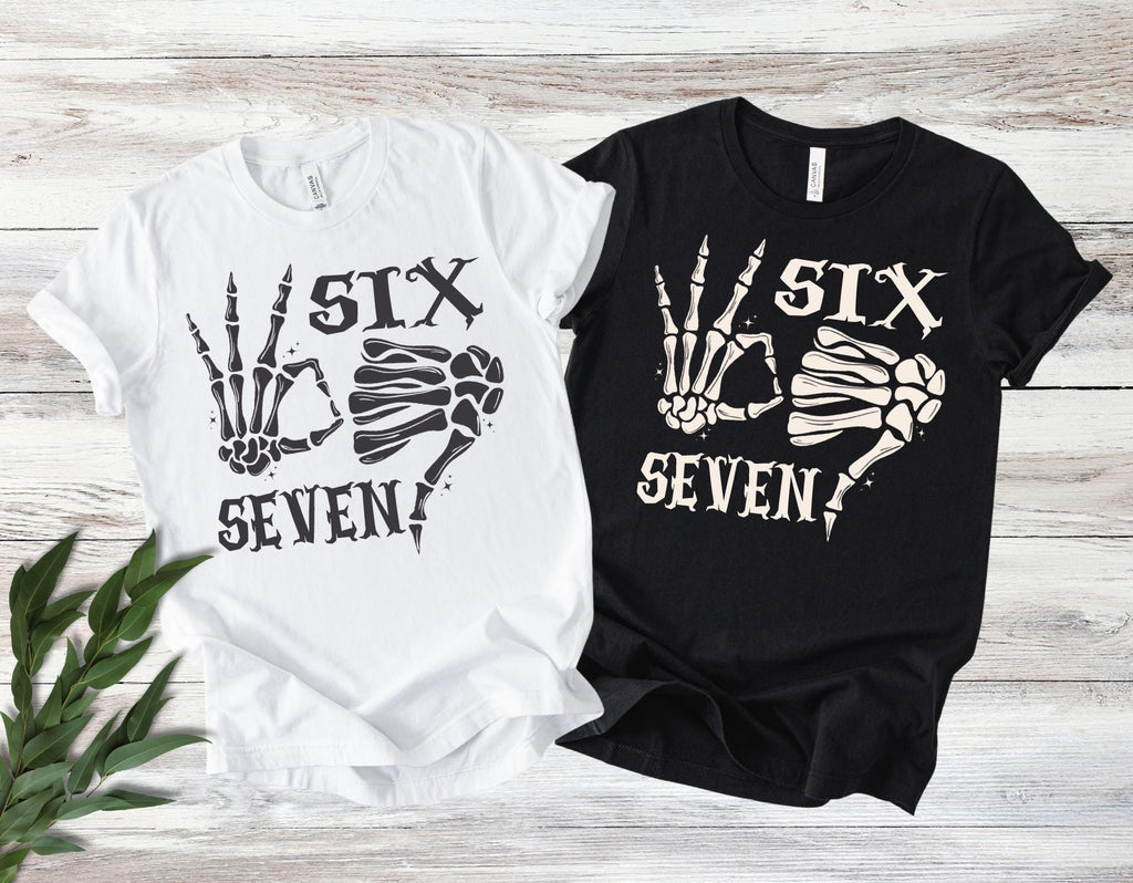 Six Seven Shirt, Funny Skeleton Hands T-shirt, 6 7 Funny Halloween Costume, 67 Couples Tee, Halloween Couples Shirt, Trendy Shirt,