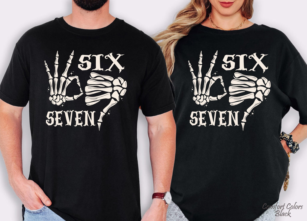 Six Seven Shirt, Funny Skeleton Hands T-shirt, 6 7 Funny Halloween Costume, 67 Couples Tee, Halloween Couples Shirt, Trendy Shirt,
